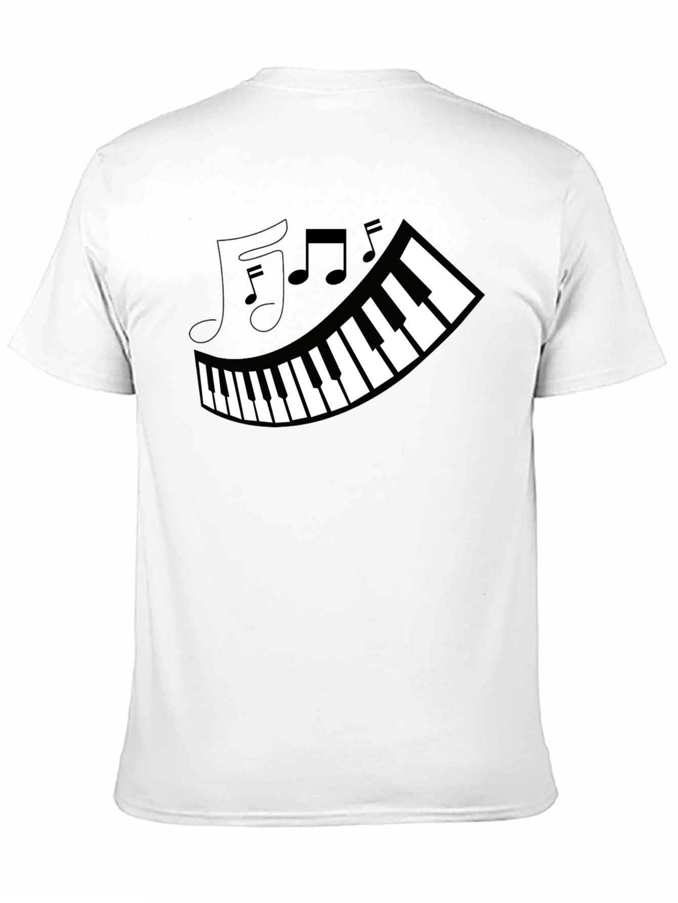 Piano Keys & Music Notes Graphic Black T-Shirt