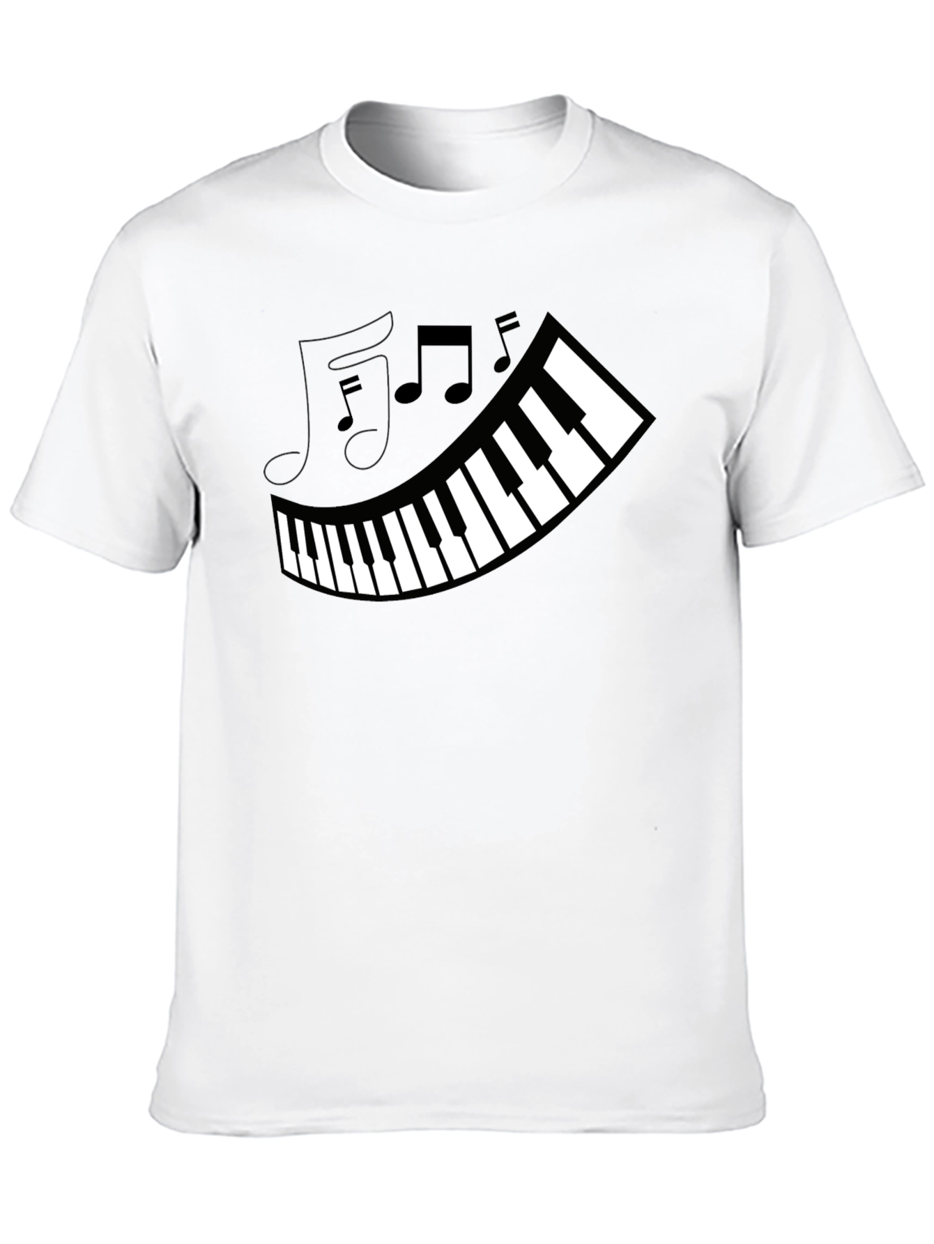 Piano Keys & Music Notes Graphic Black T-Shirt