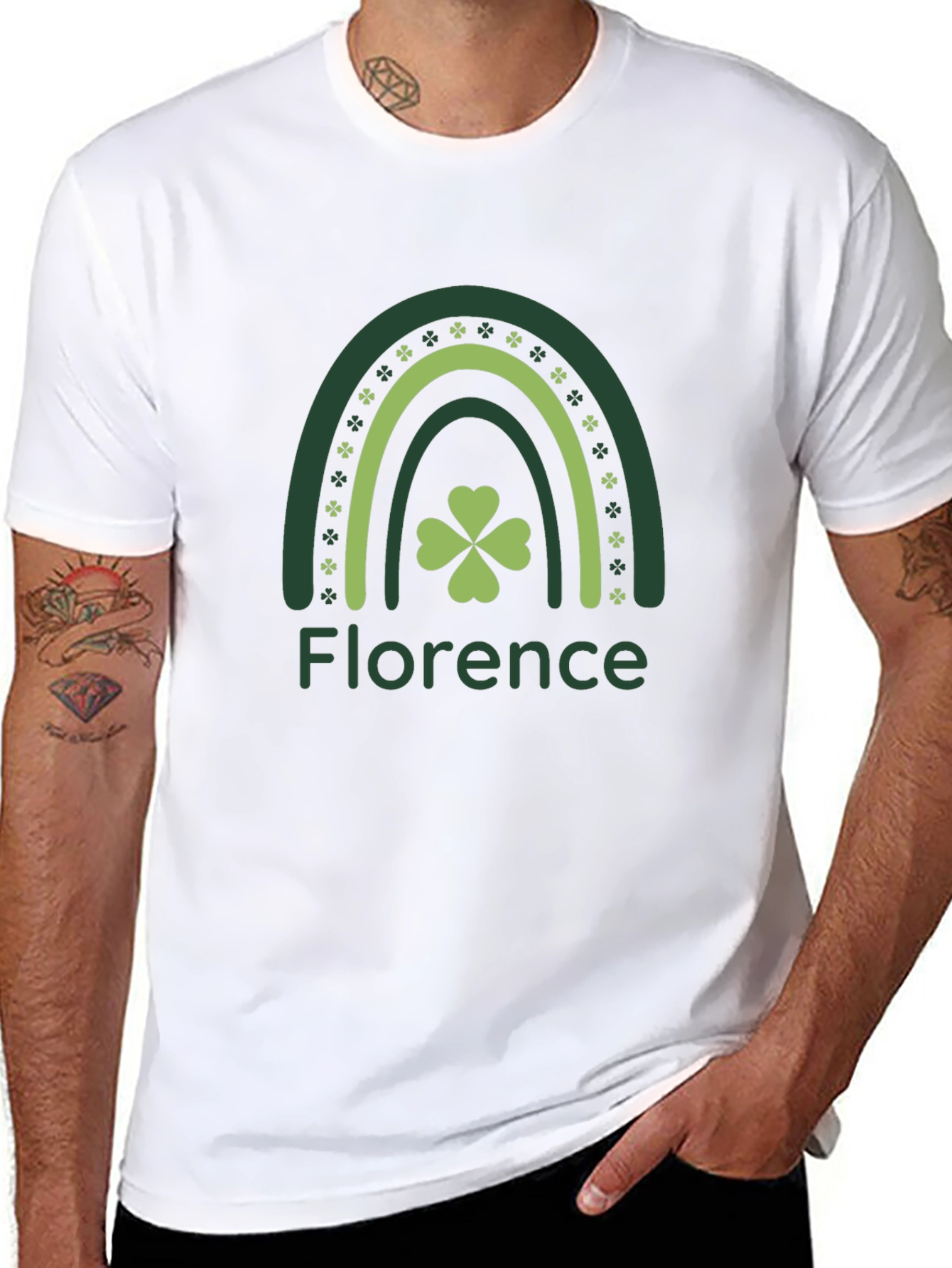 Florence St. Patricks Day Shamrock Rainbow T-Shirt