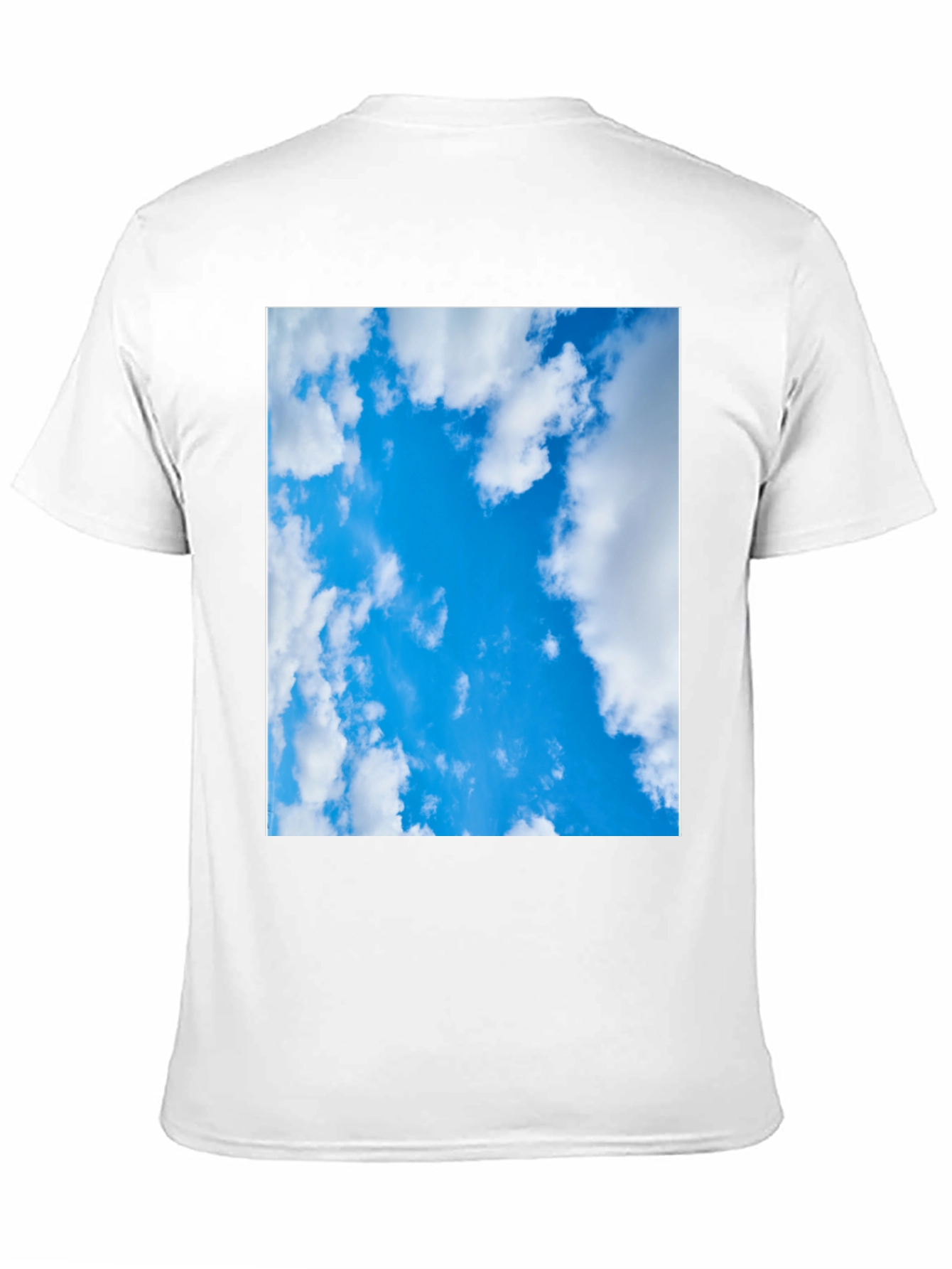 Blue Sky Cloud Print Black T-Shirt