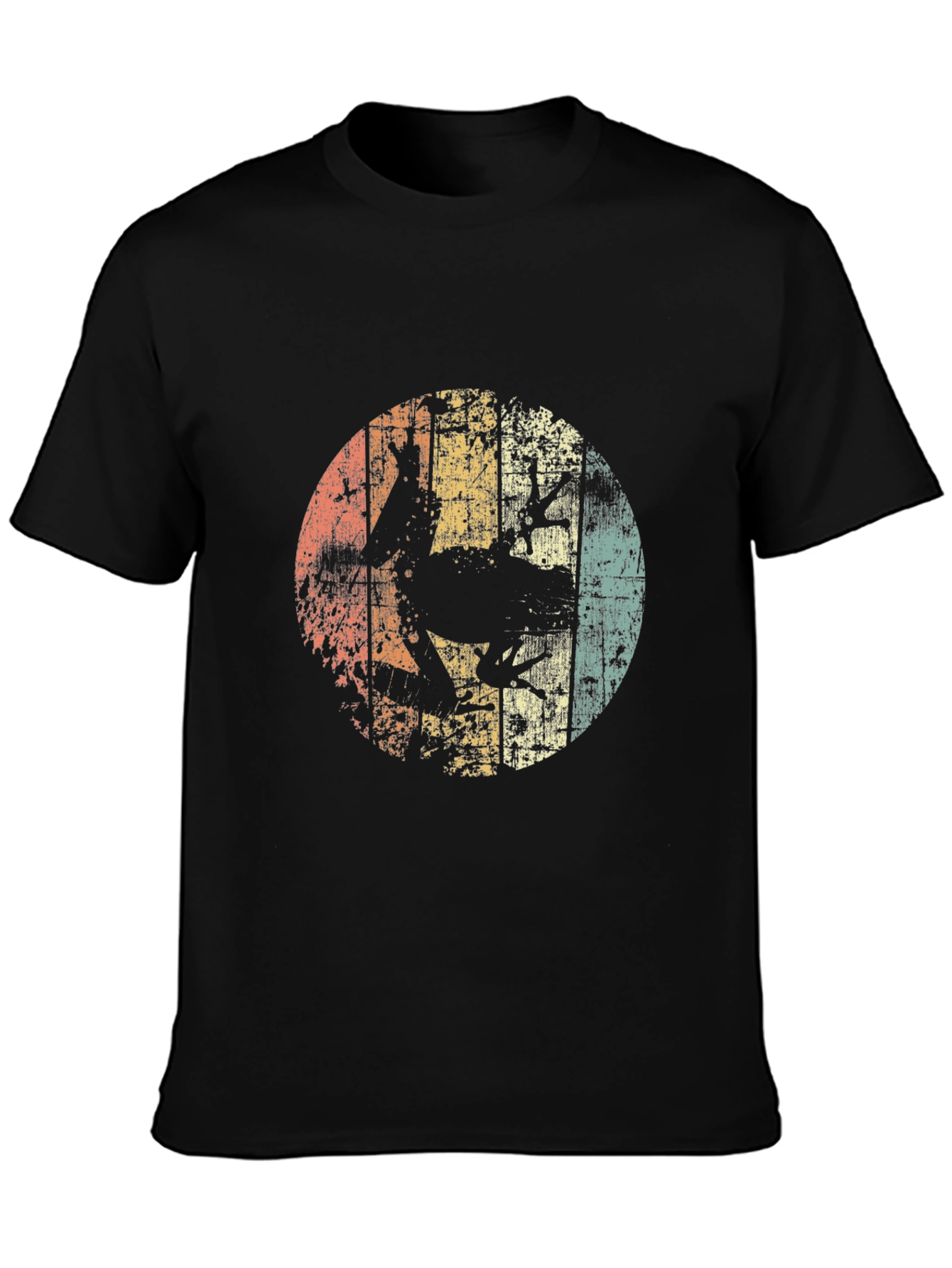 Retro Frog Silhouette Mens Black T-Shirt