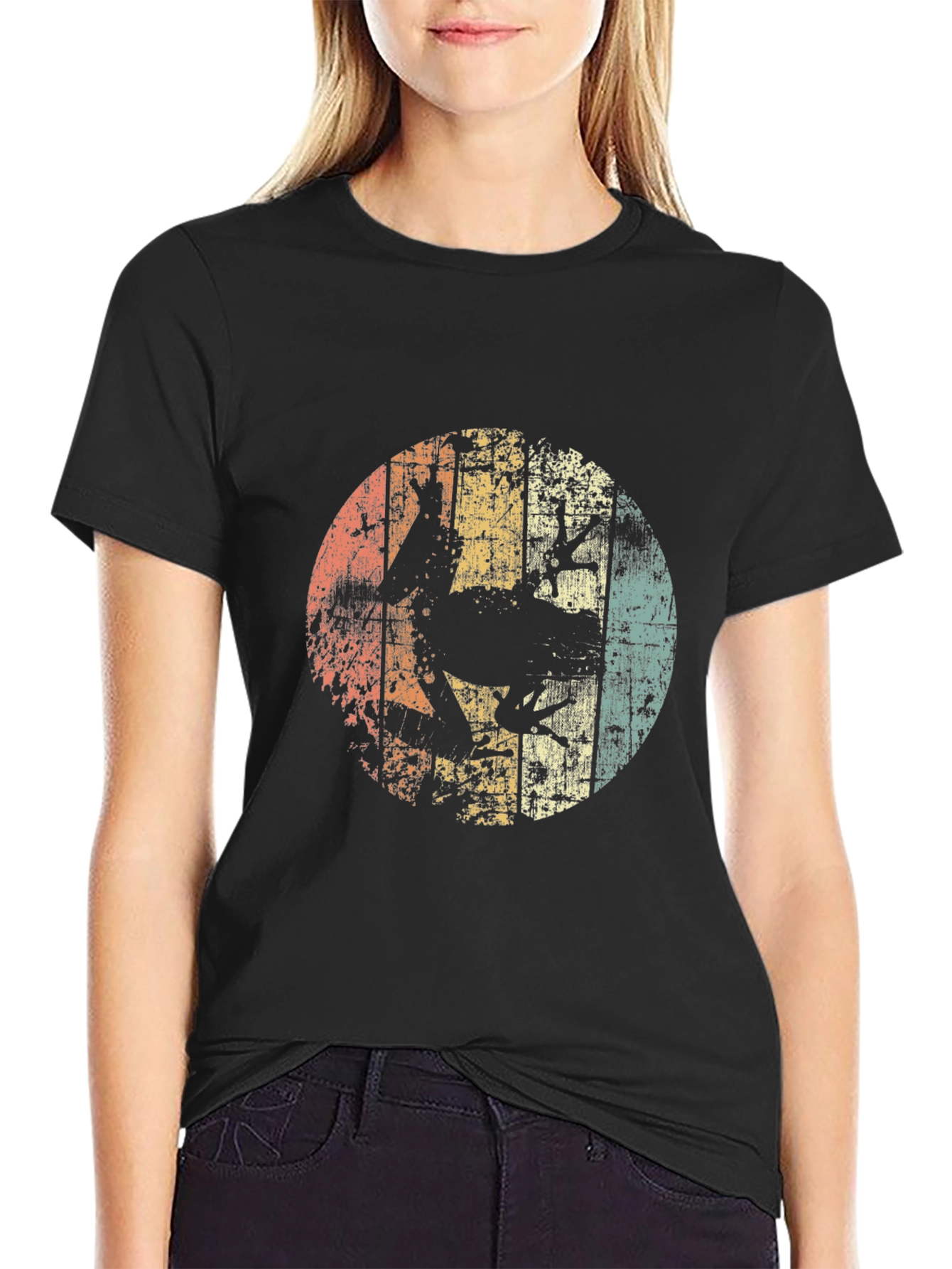 Retro Frog Silhouette Mens Black T-Shirt