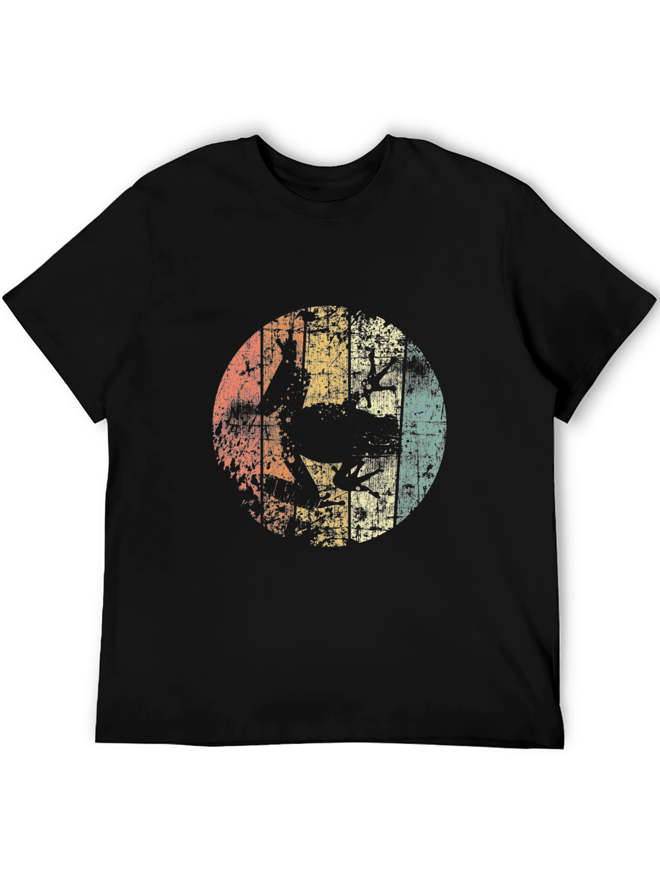 Retro Frog Silhouette Mens Black T-Shirt