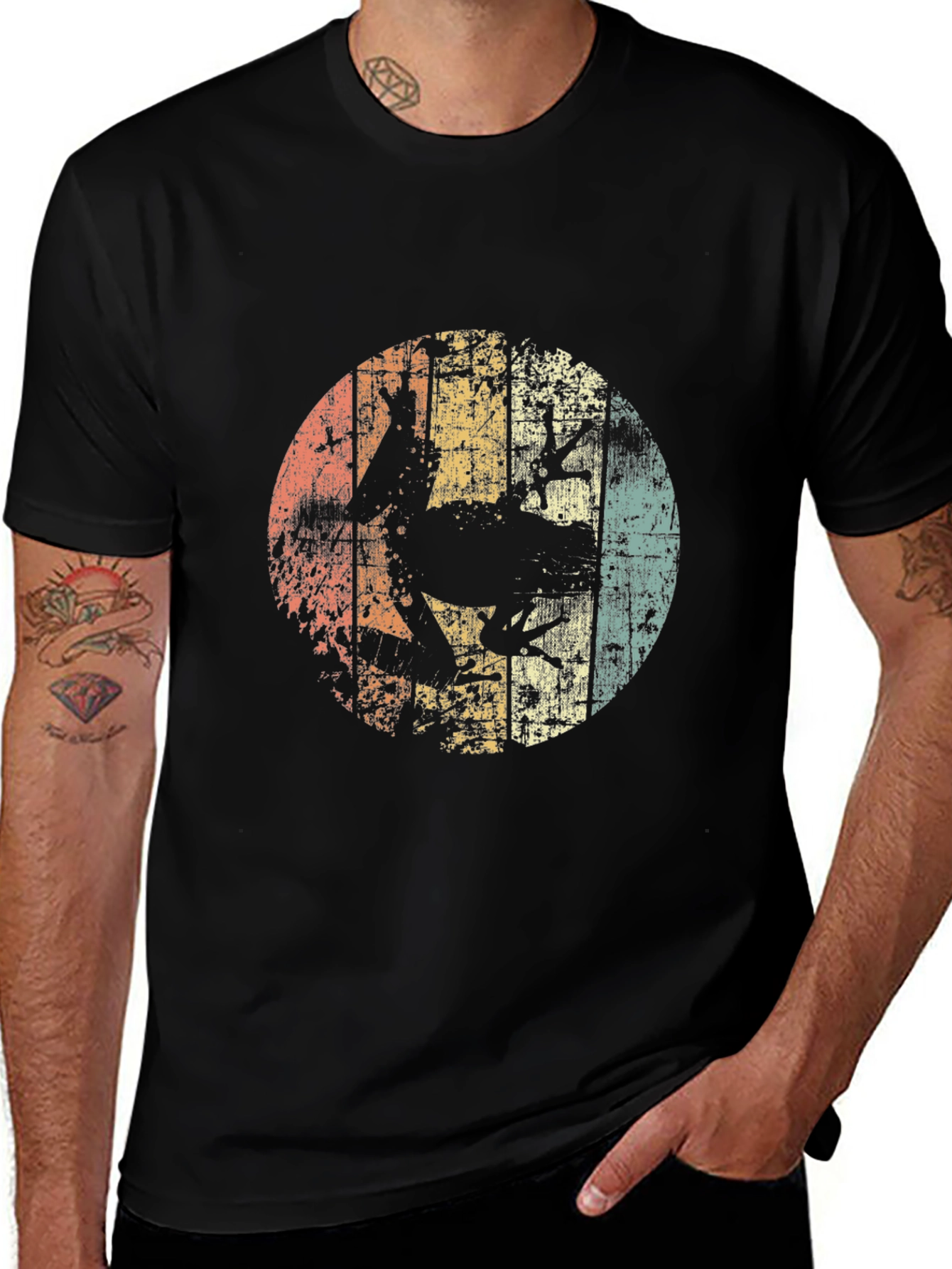 Retro Frog Silhouette Mens Black T-Shirt
