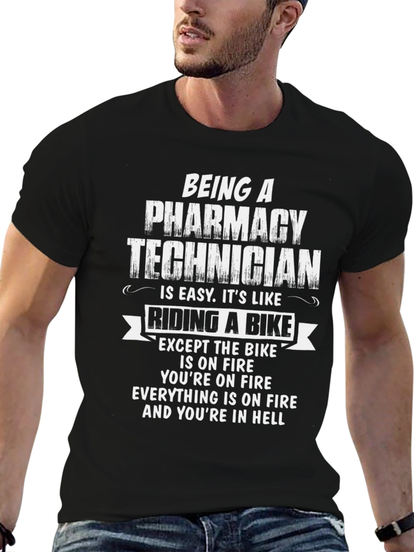 Pharmacy Technician T-Shirt - Hellish Bike Ride Funny Tee