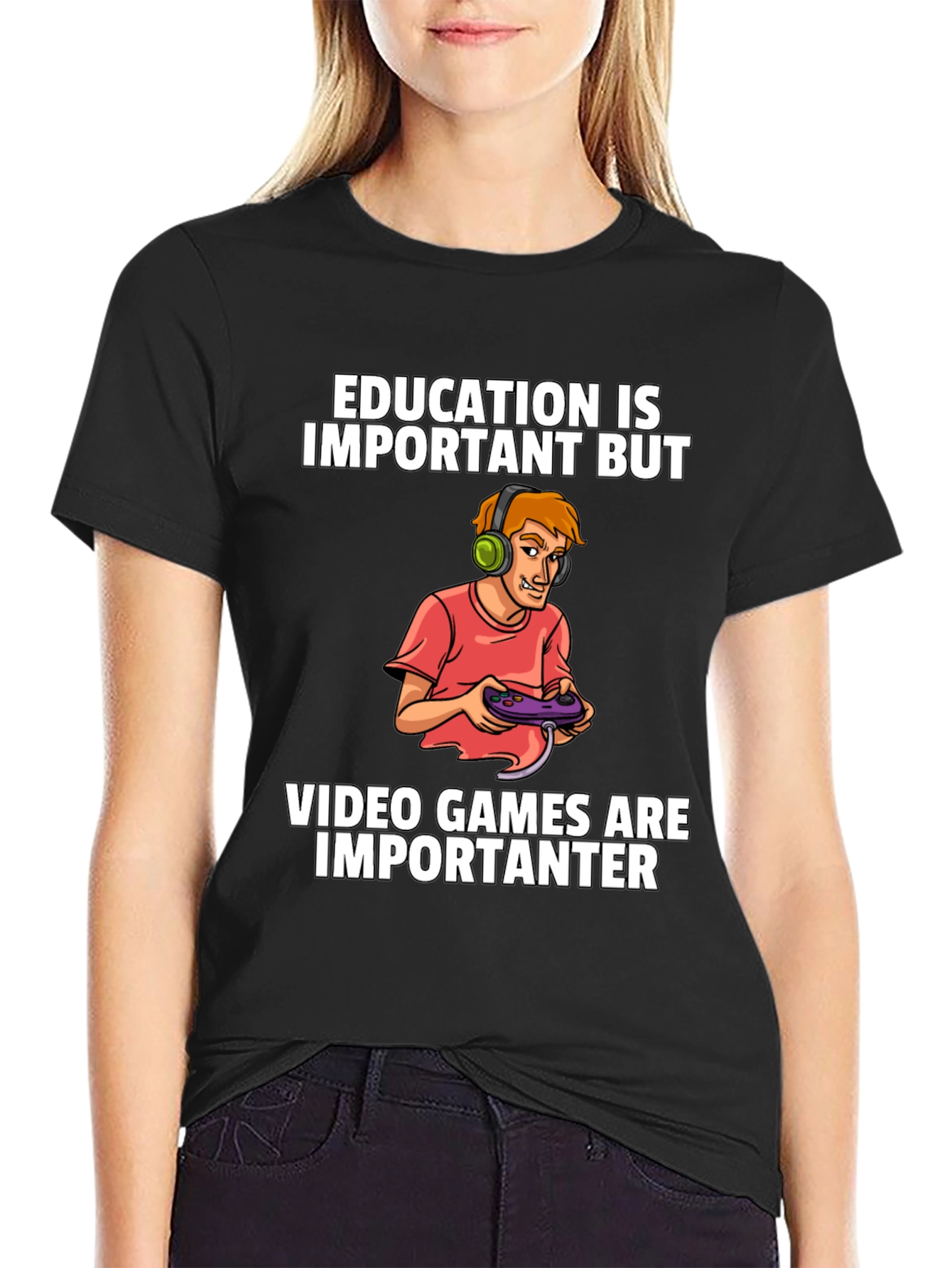 Gamer T-Shirt: Education vs. Video Games