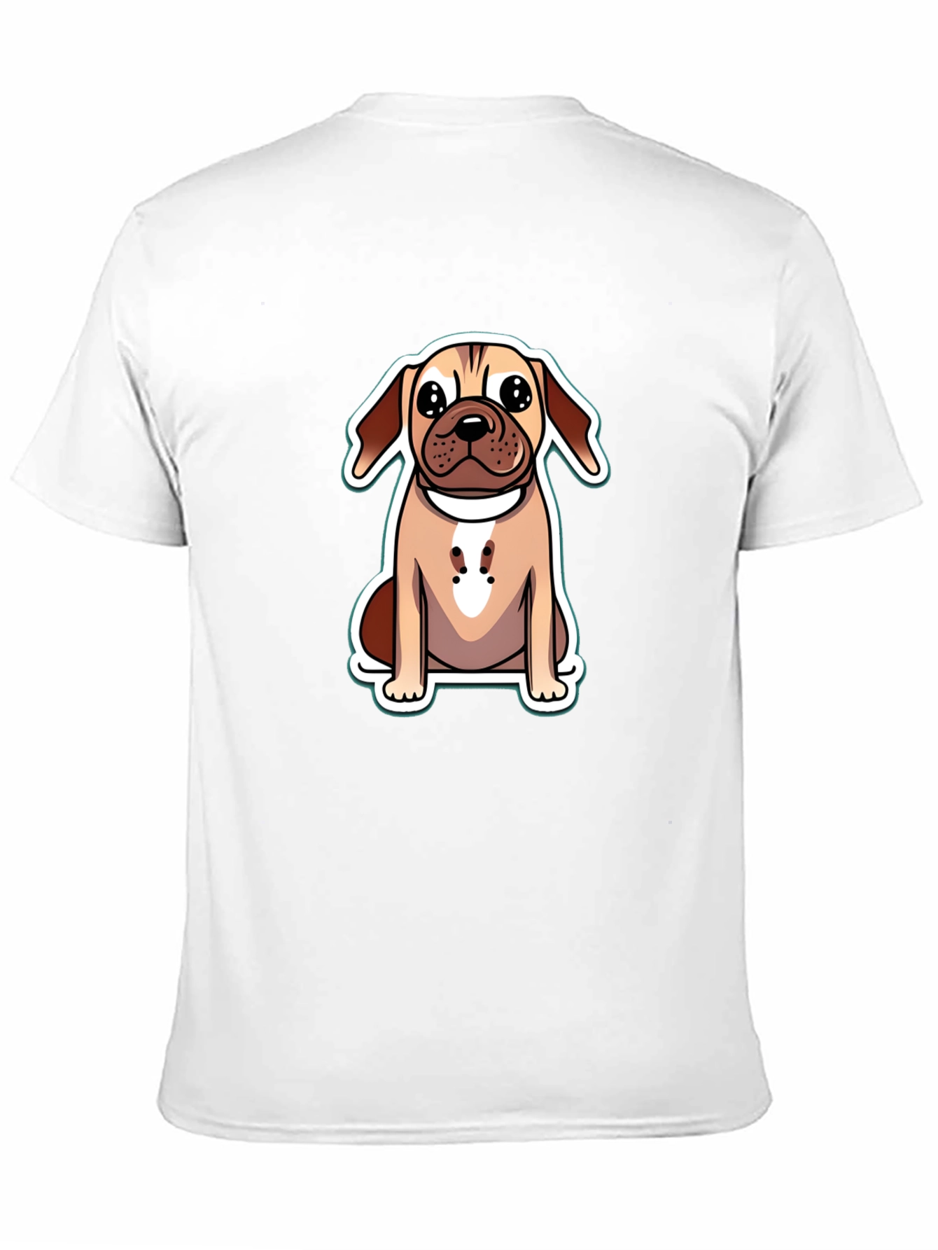 Cute Cartoon Dog Graphic Tee - Black