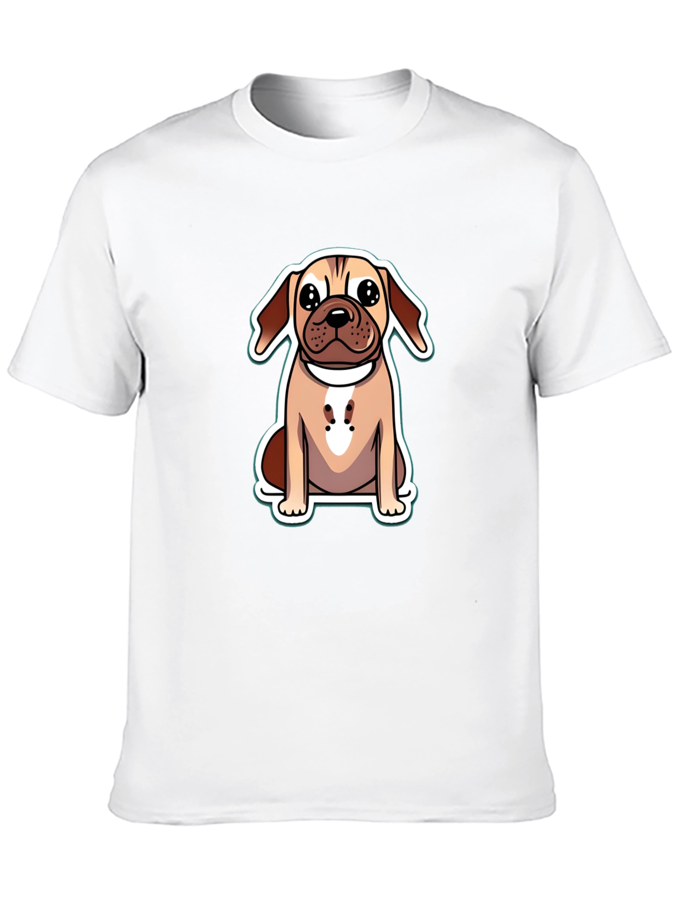 Cute Cartoon Dog Graphic Tee - Black
