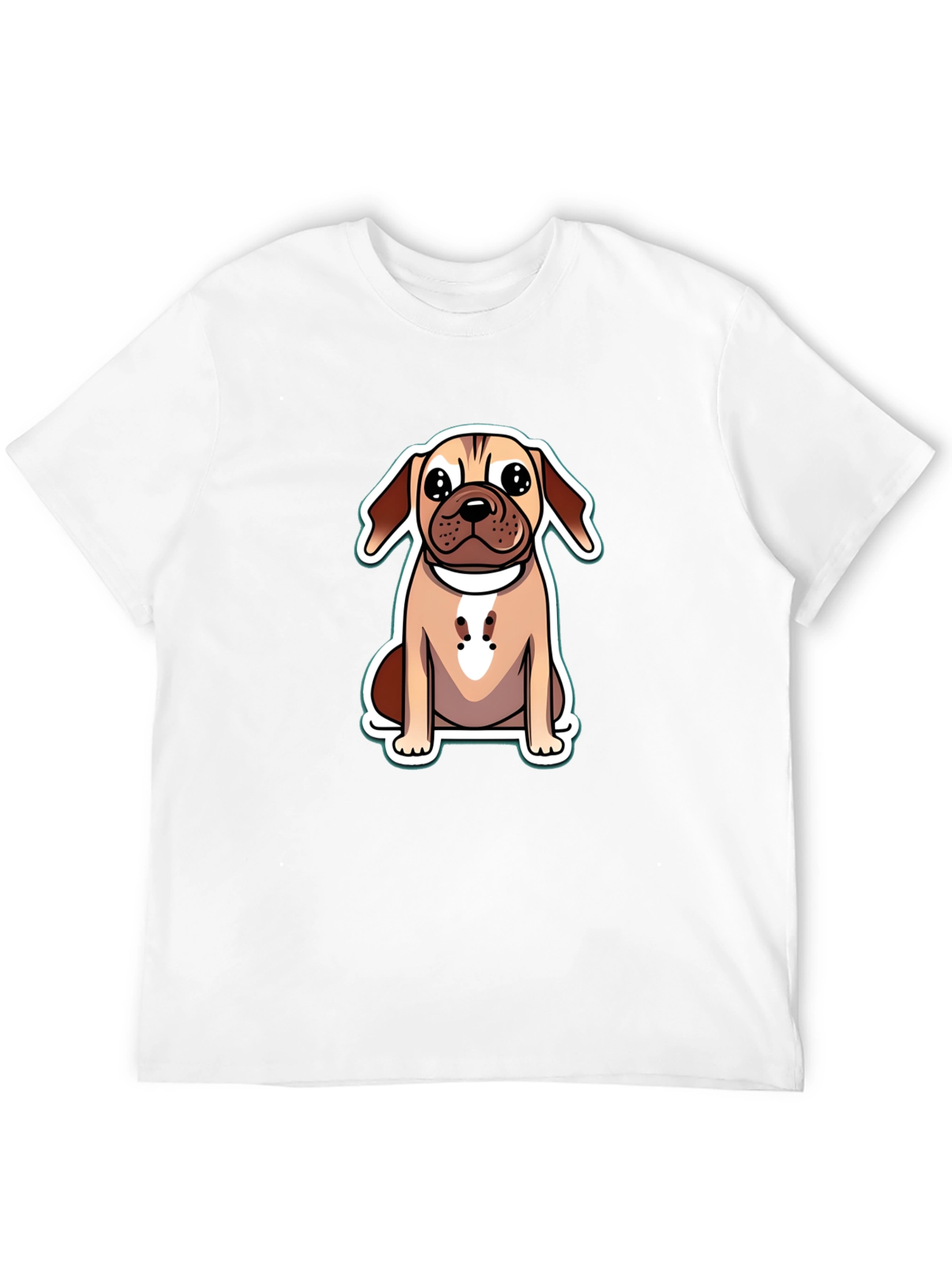 Cute Cartoon Dog Graphic Tee - Black