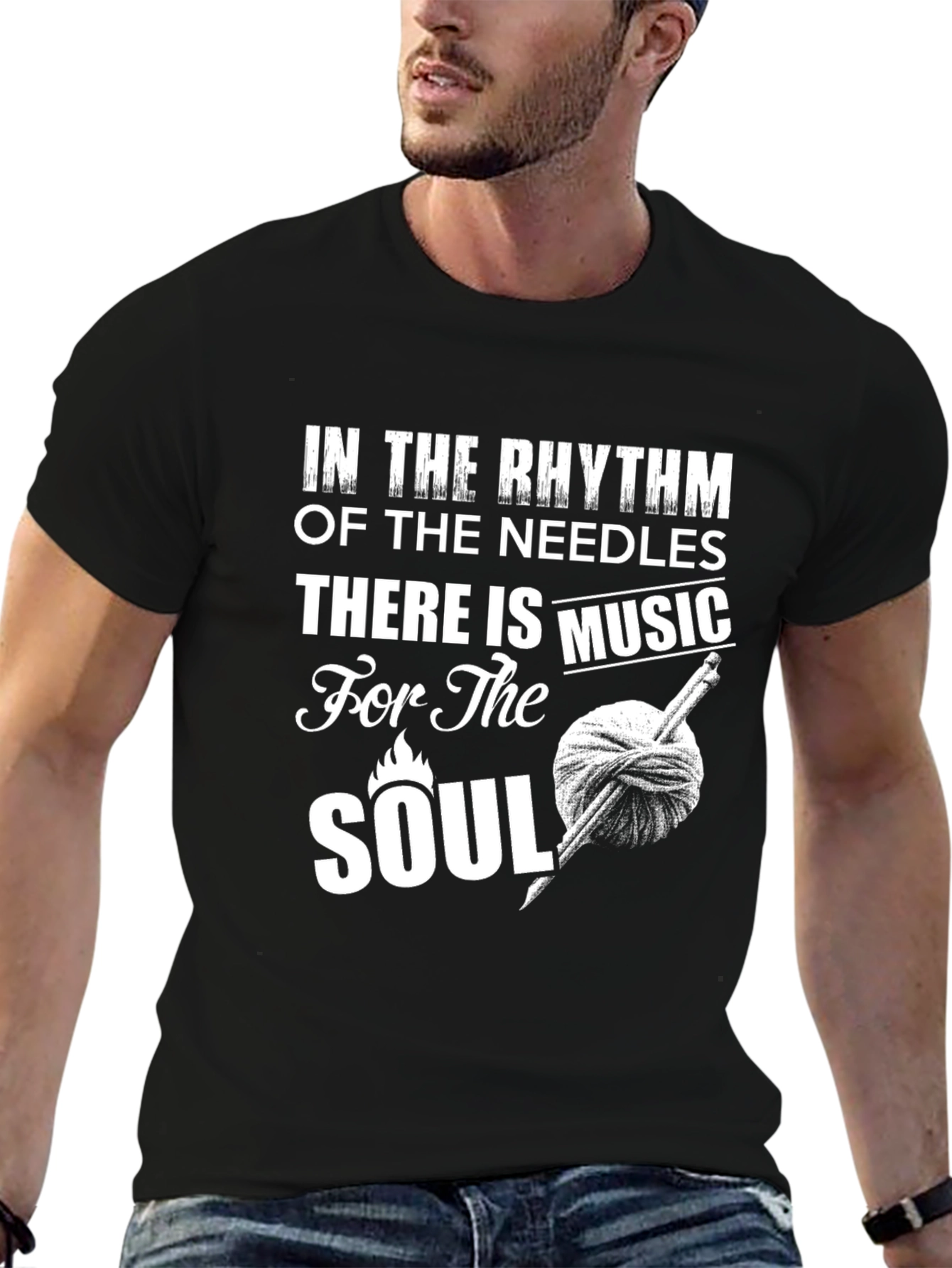 Knitting Soul Music Black T-Shirt