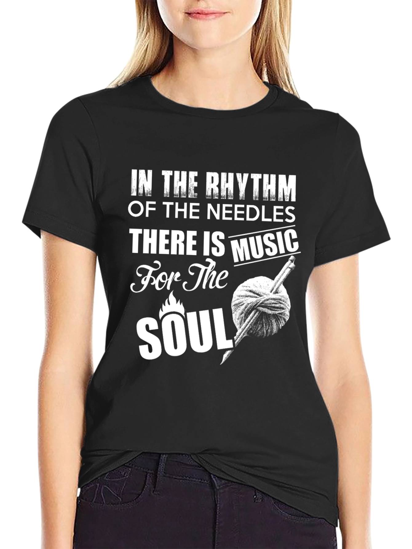 Knitting Soul Music Black T-Shirt