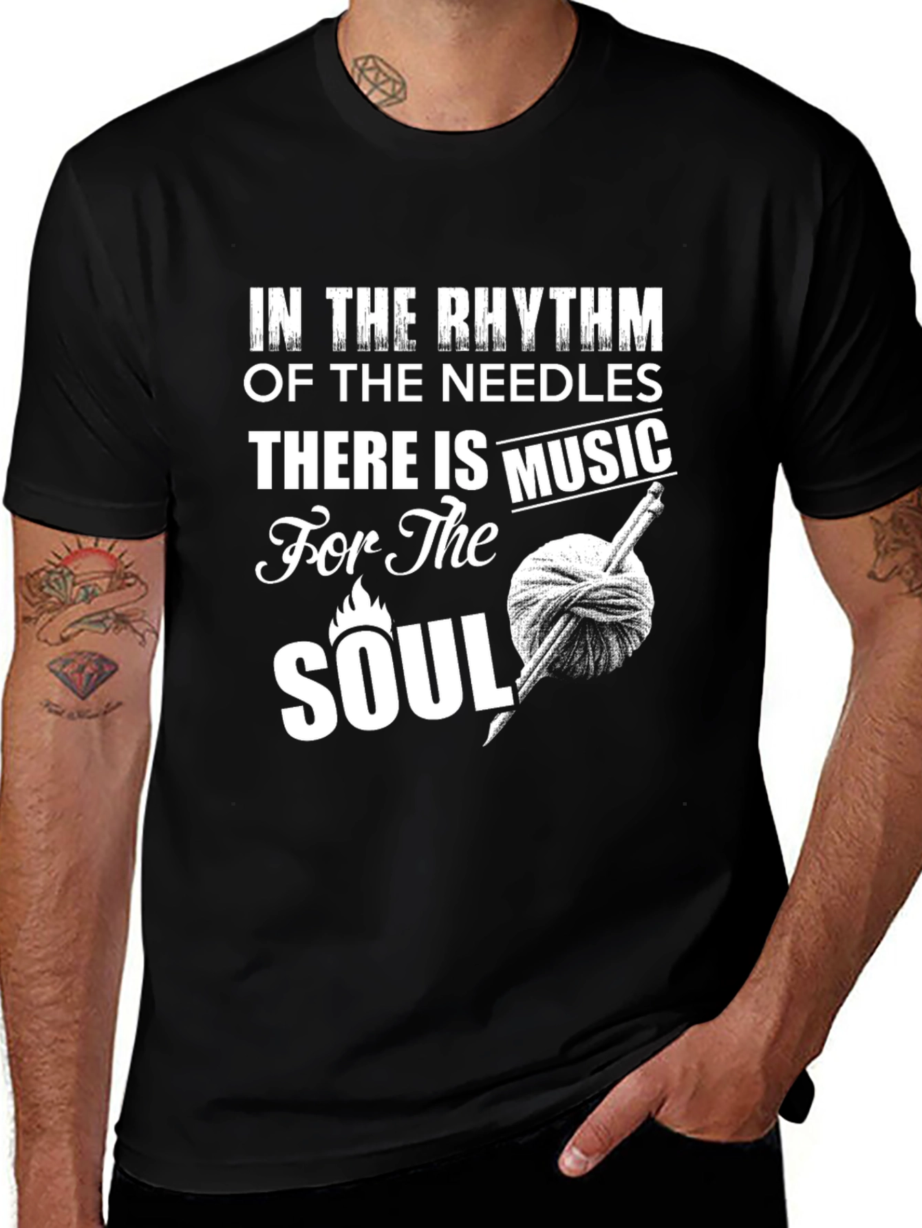 Knitting Soul Music Black T-Shirt