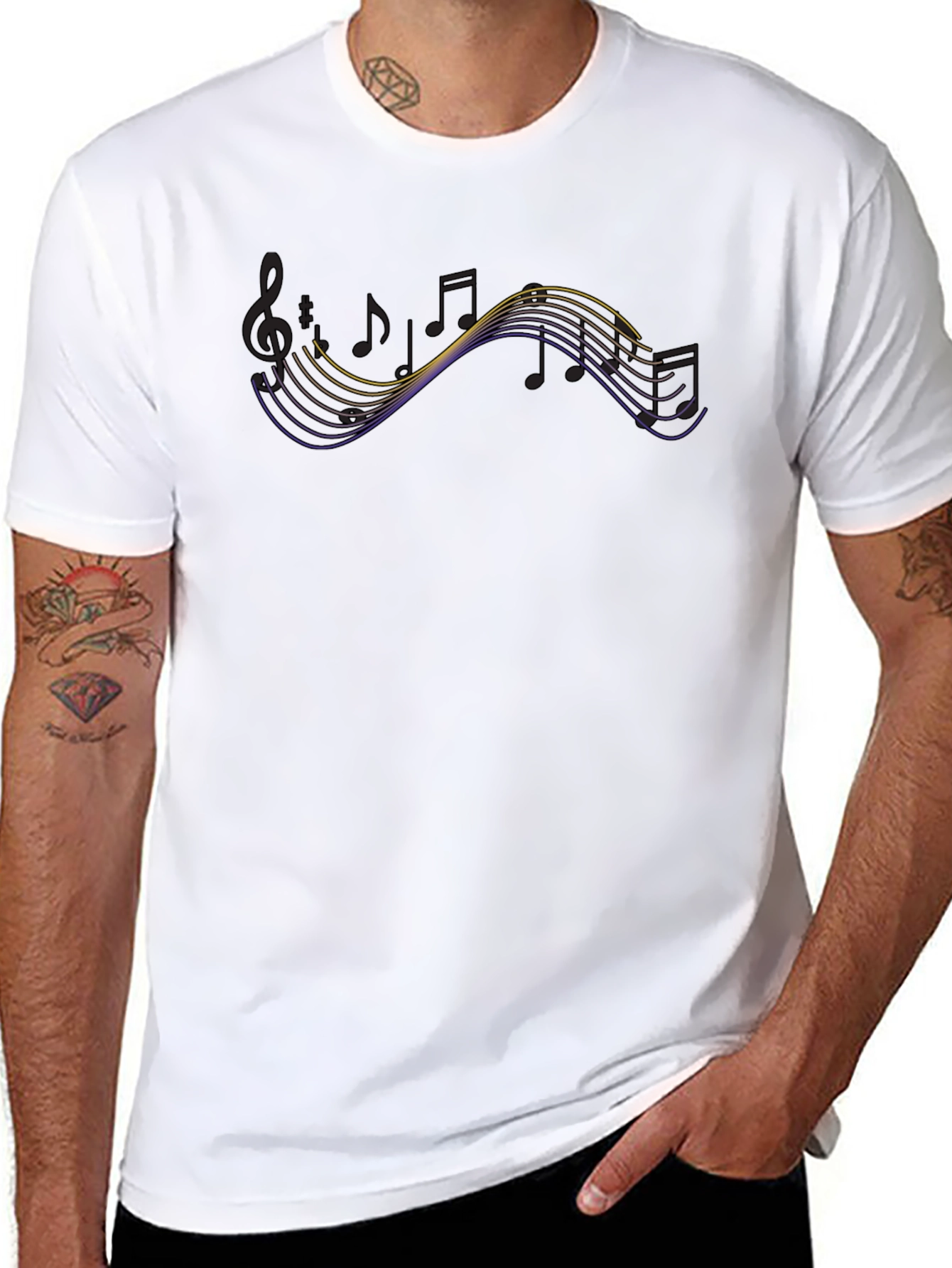 Music Notes Graphic Black T-Shirt
