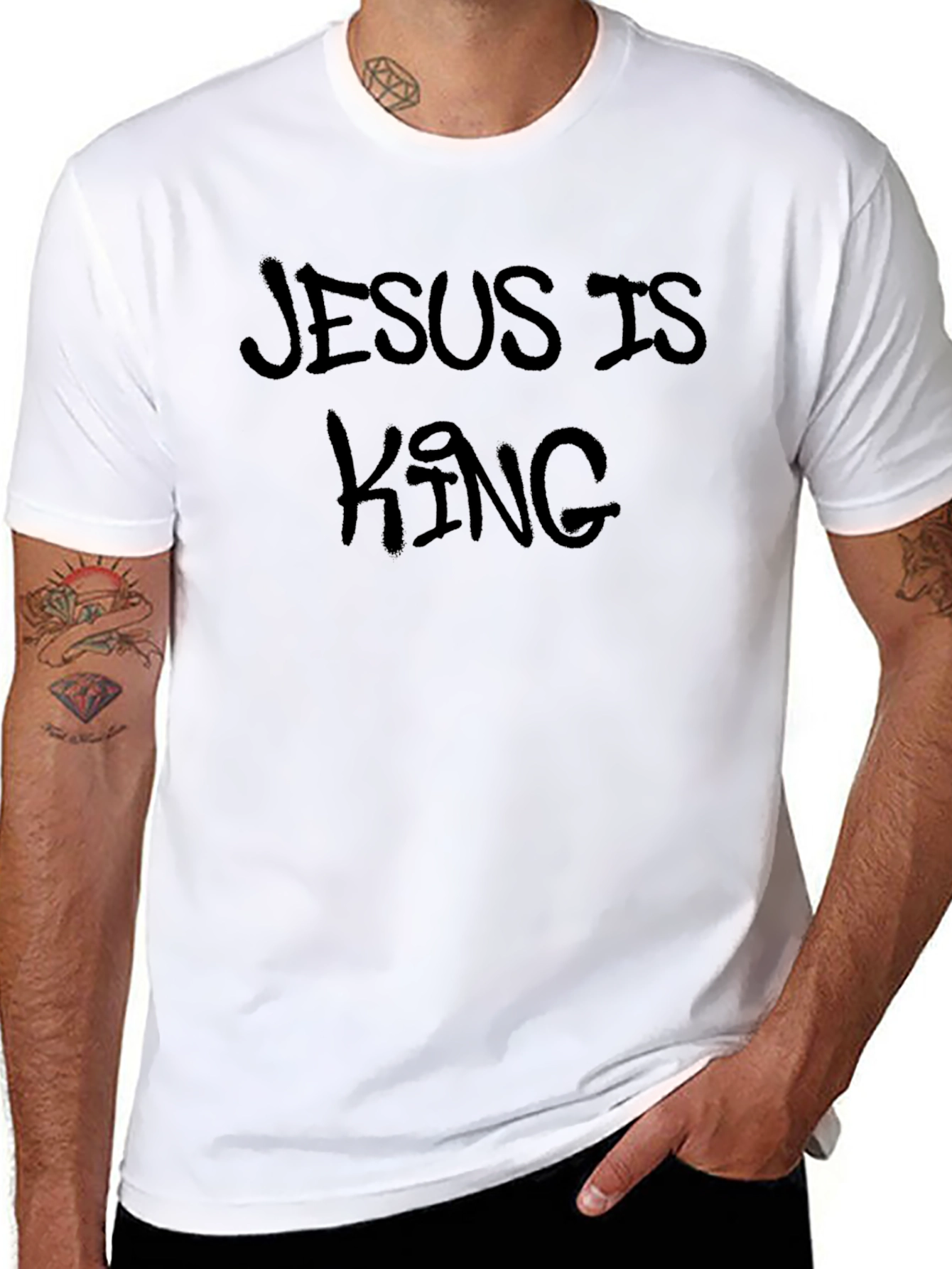 Jesus is King Black Graphic Tee Shirt