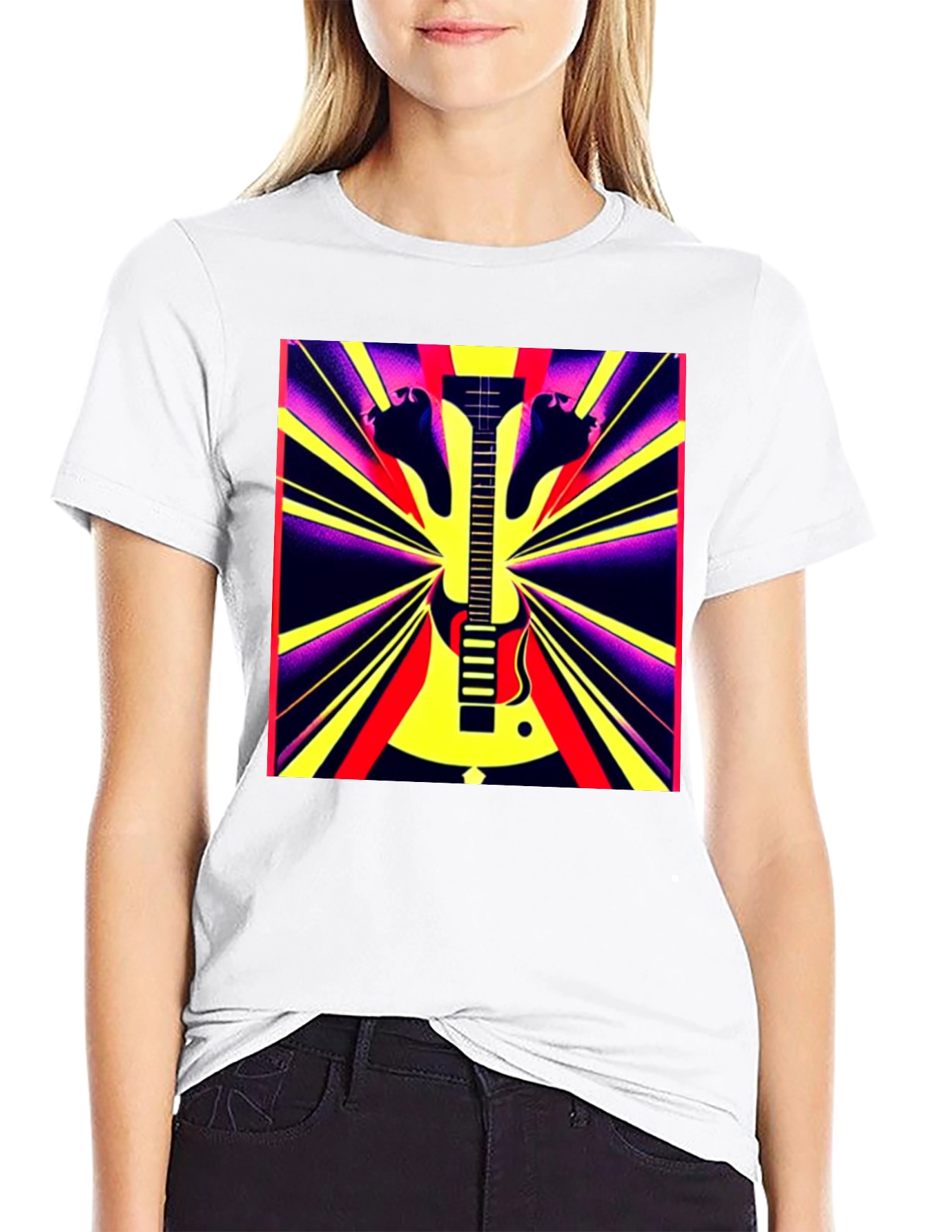 Electric Guitar Graphic Tee - Retro Rock Style