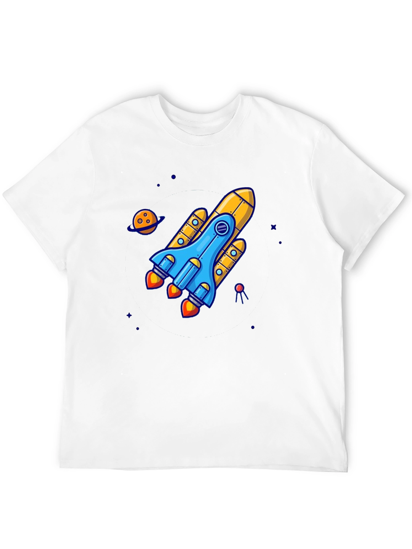 Rocket Ship Graphic Tee - Black Cotton T-Shirt