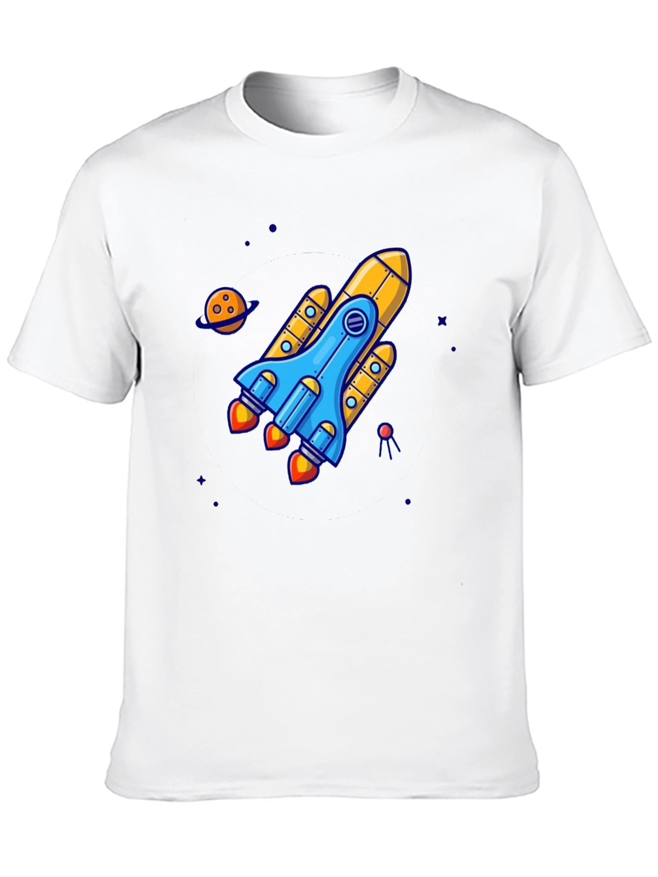Rocket Ship Graphic Tee - Black Cotton T-Shirt