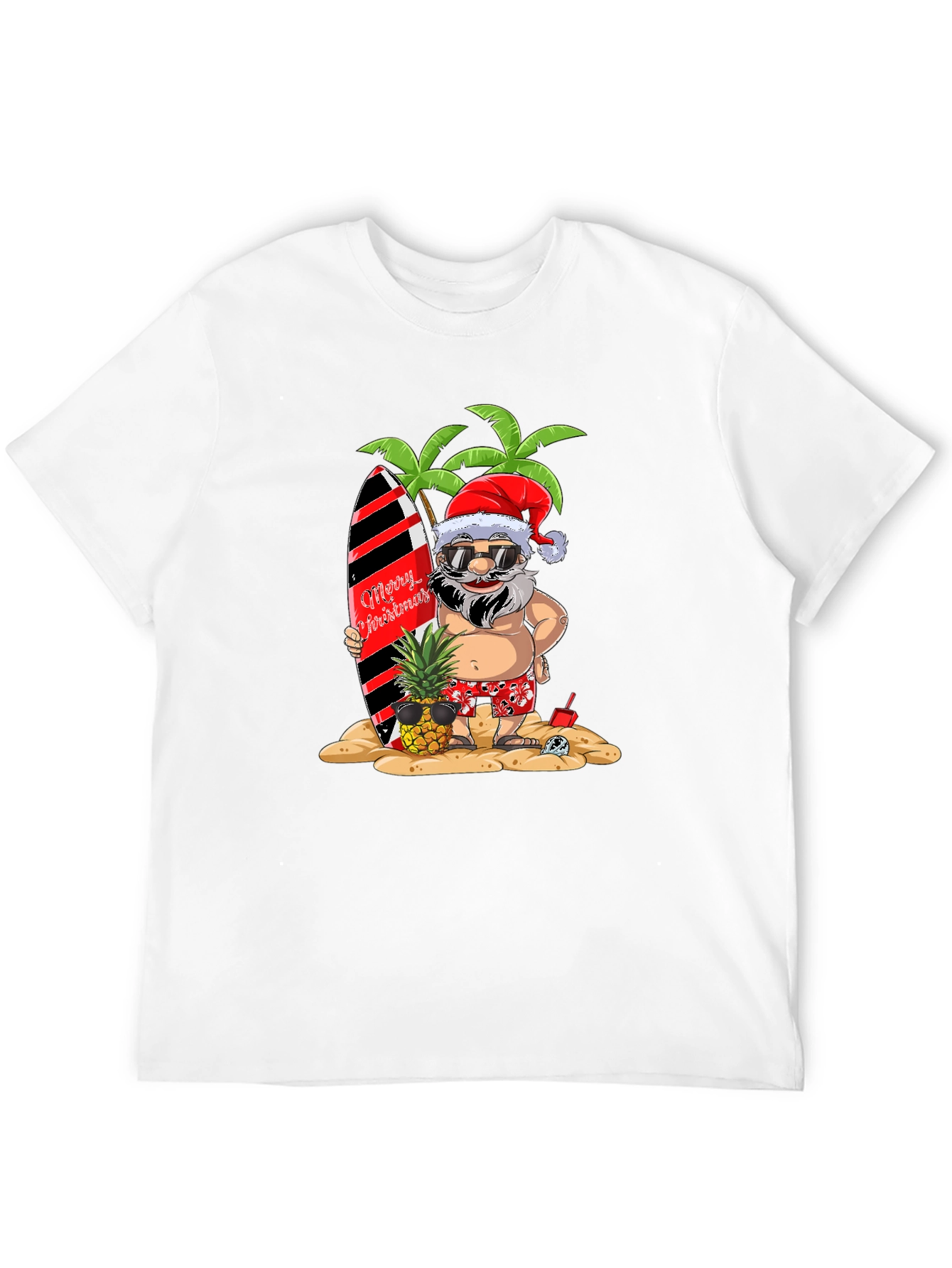 Tropical Santa Graphic Tee - Holiday Beach Vibes