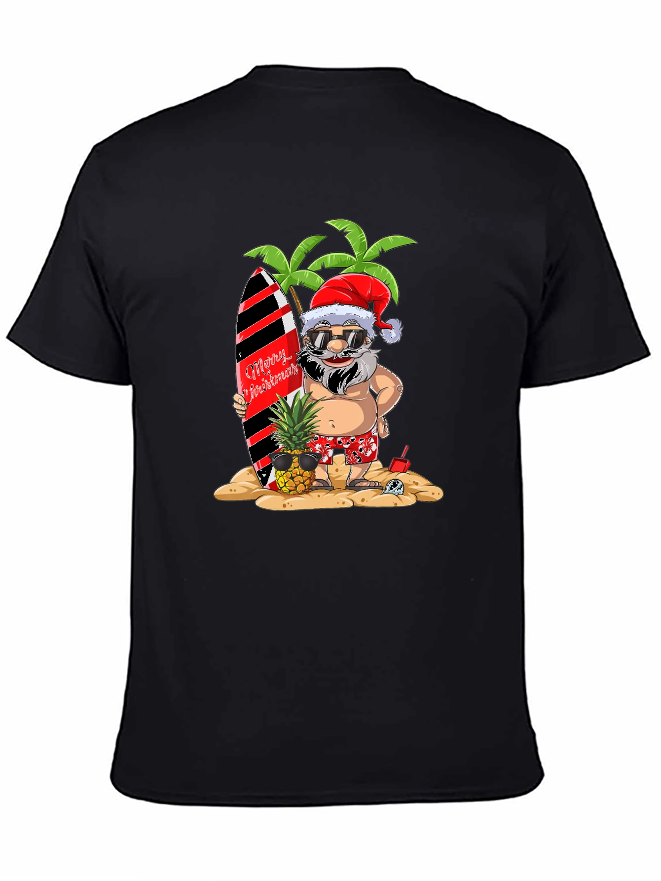 Tropical Santa Graphic Tee - Holiday Beach Vibes