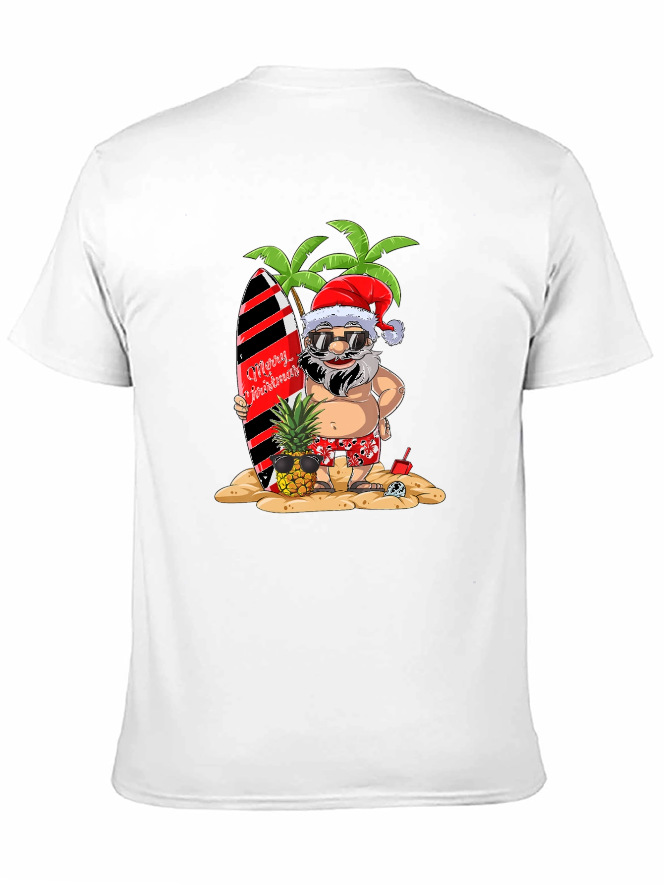 Tropical Santa Graphic Tee - Holiday Beach Vibes
