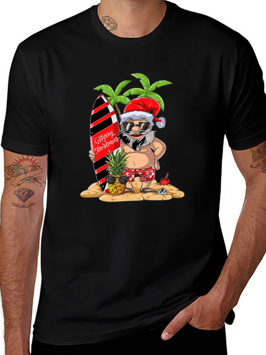 Tropical Santa Graphic Tee - Holiday Beach Vibes