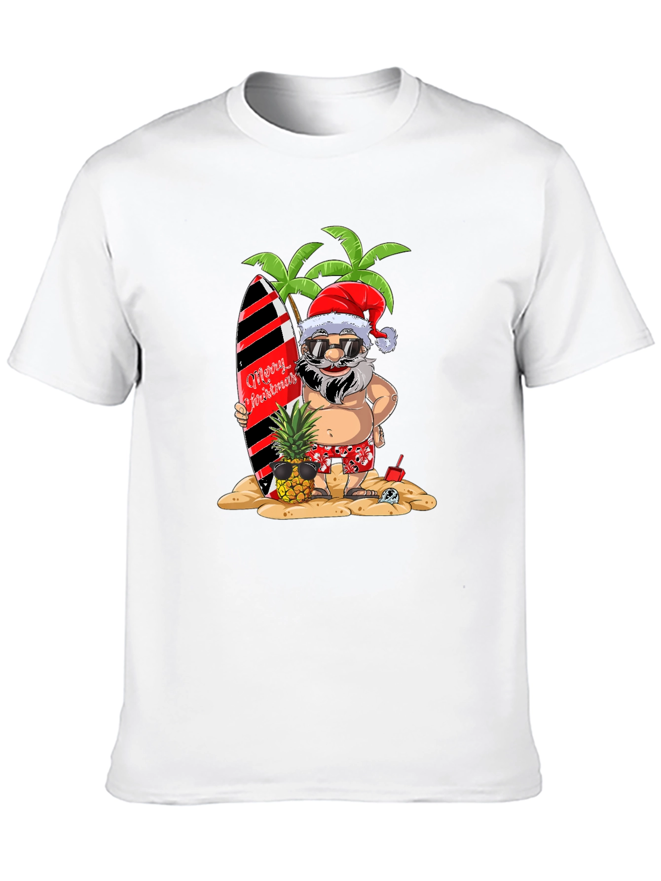 Tropical Santa Graphic Tee - Holiday Beach Vibes