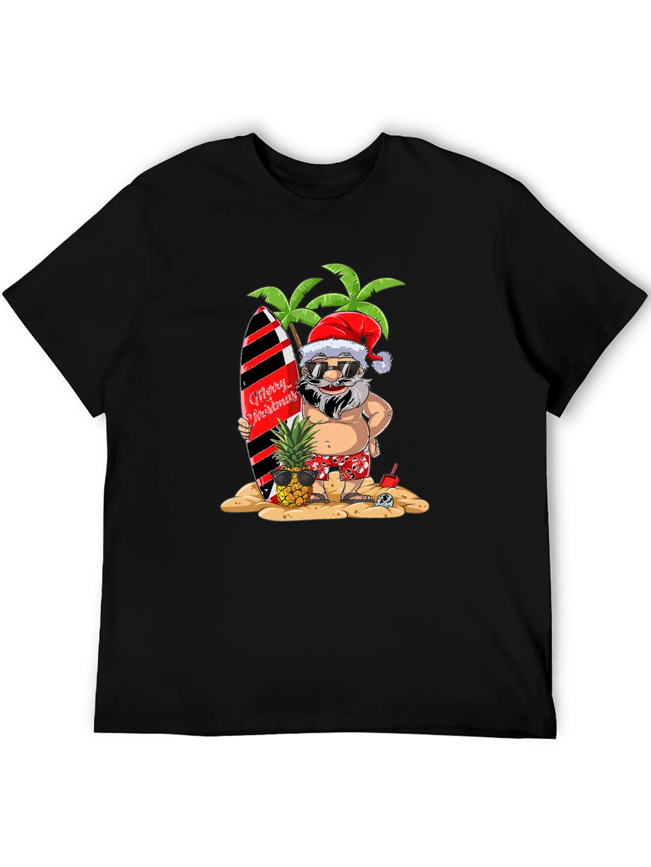 Tropical Santa Graphic Tee - Holiday Beach Vibes