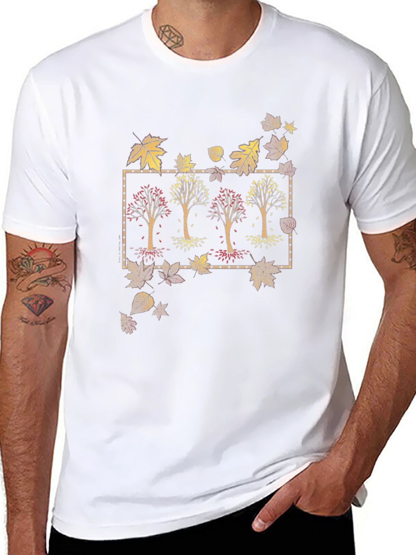 Autumn Trees Graphic Tee - Mens Black T-Shirt