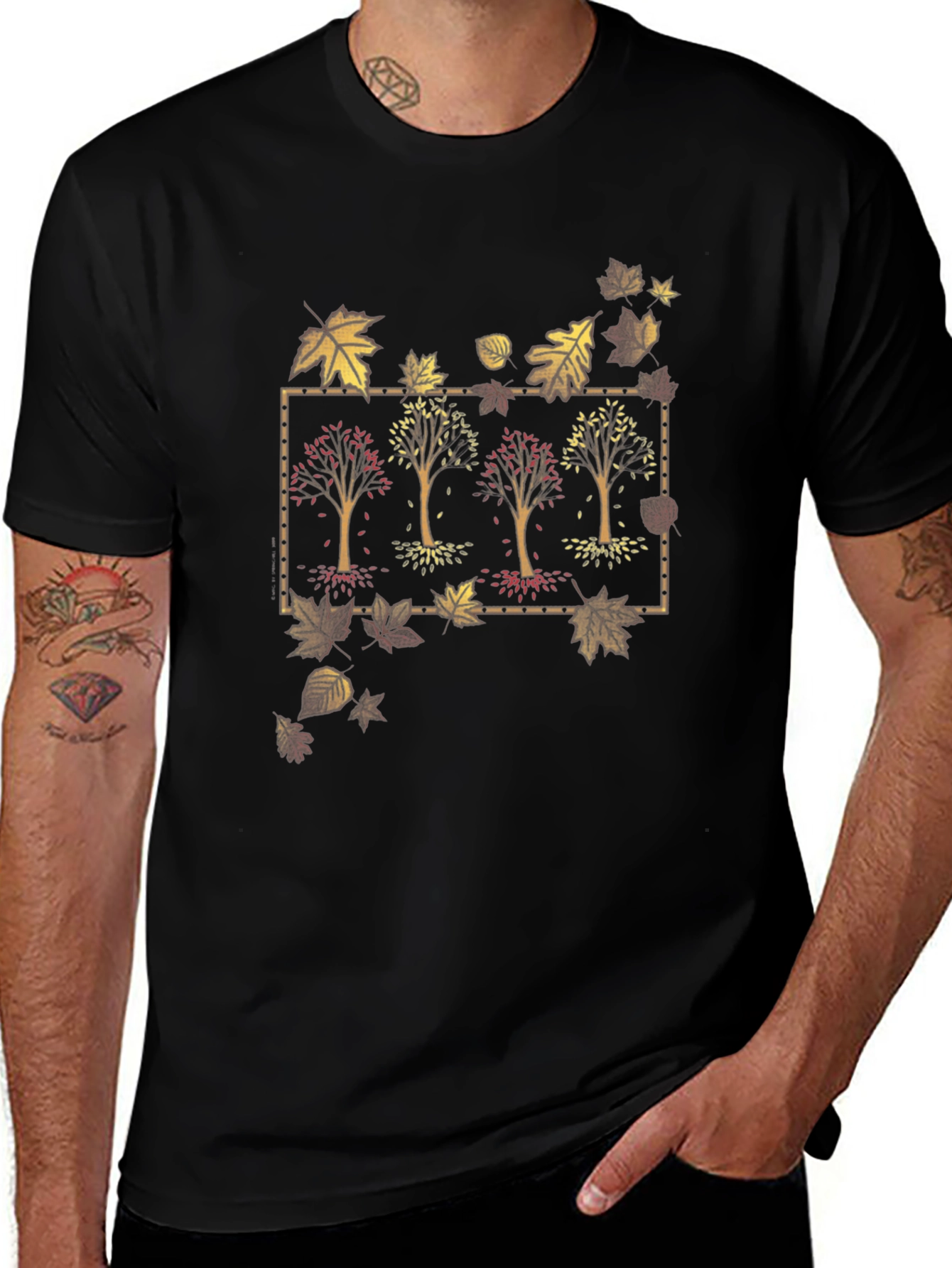 Autumn Trees Graphic Tee - Mens Black T-Shirt