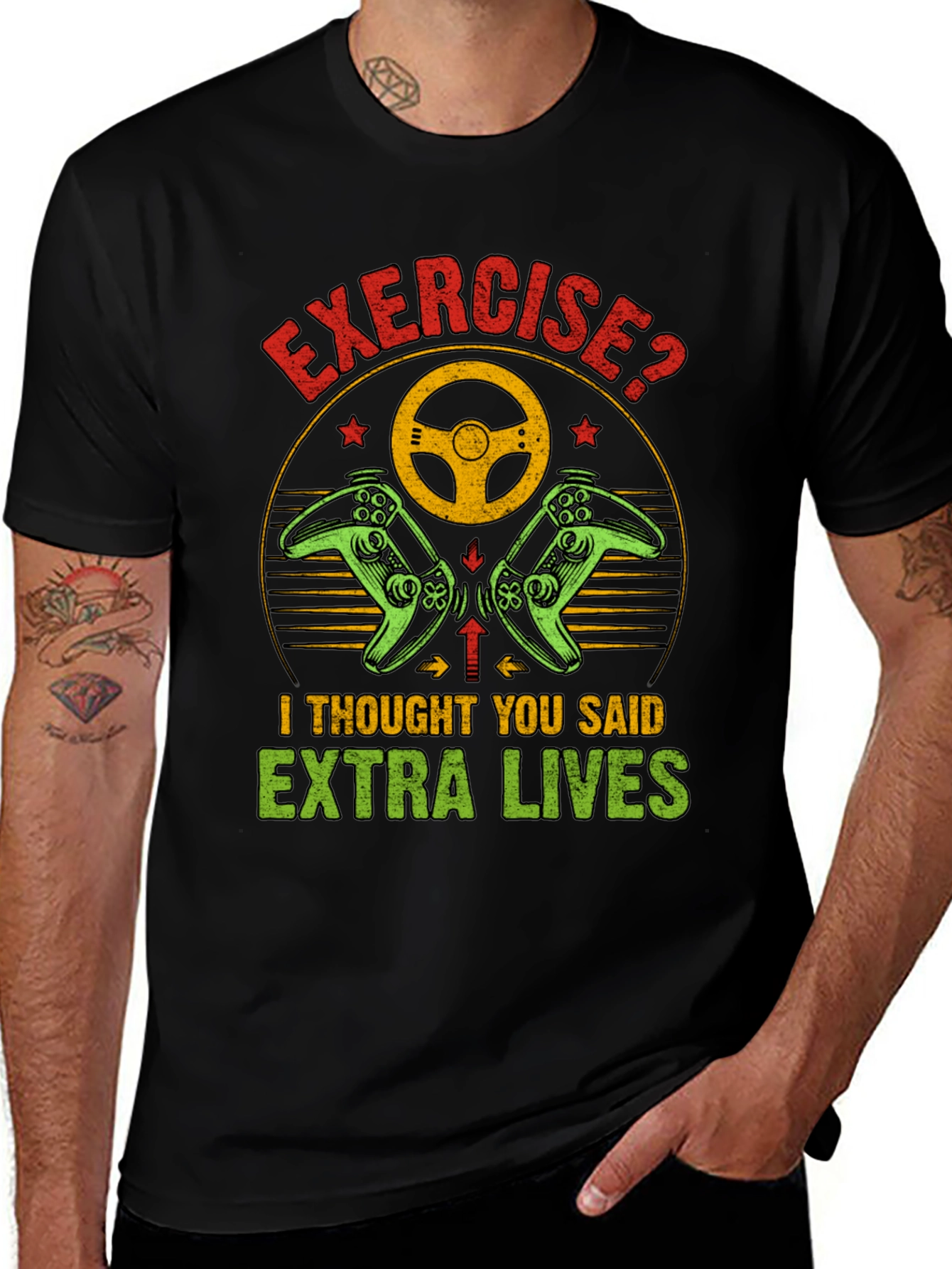 Funny Exercise Extra Lives Gaming T-Shirt
