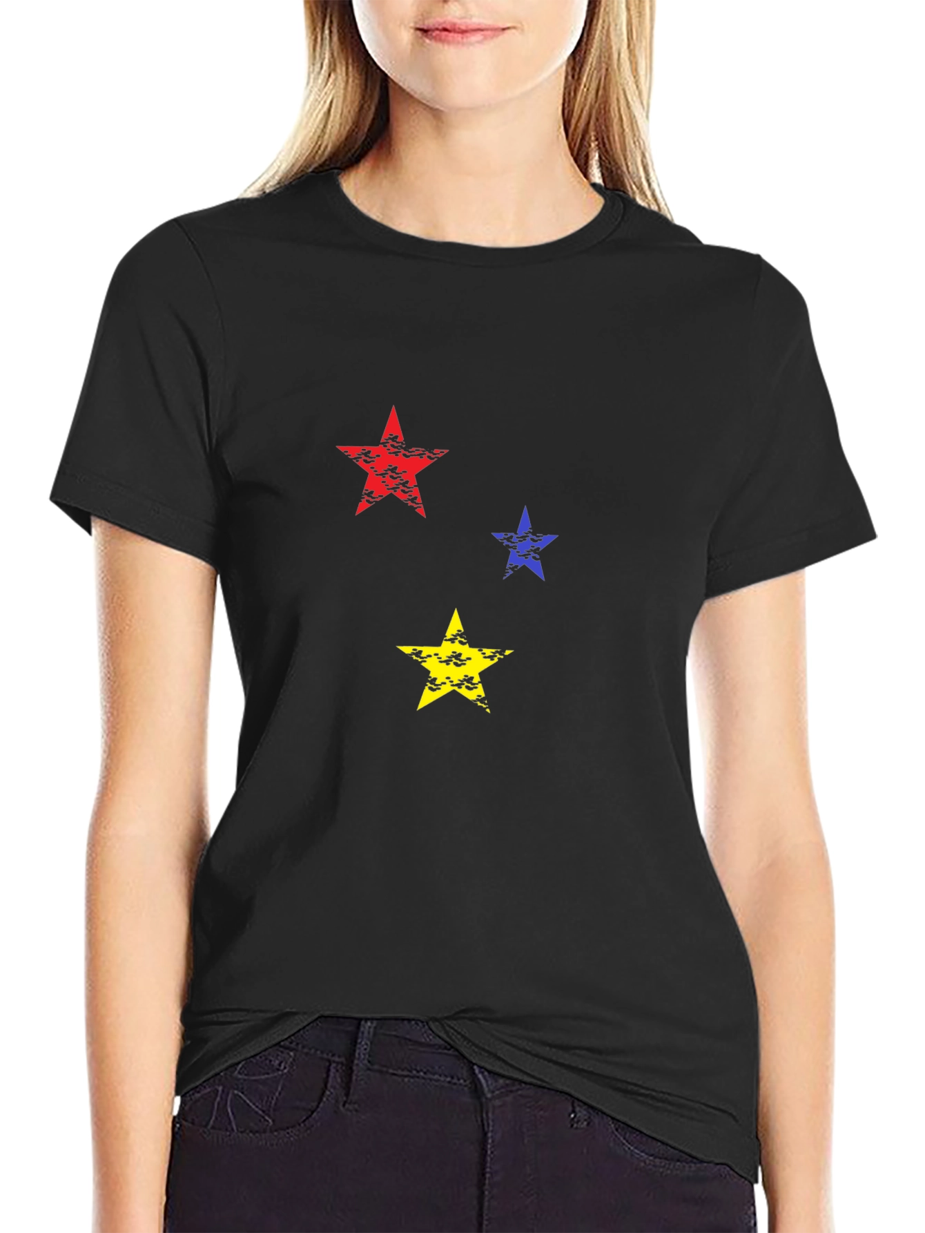 Mens Black T-Shirt with Star Graphic