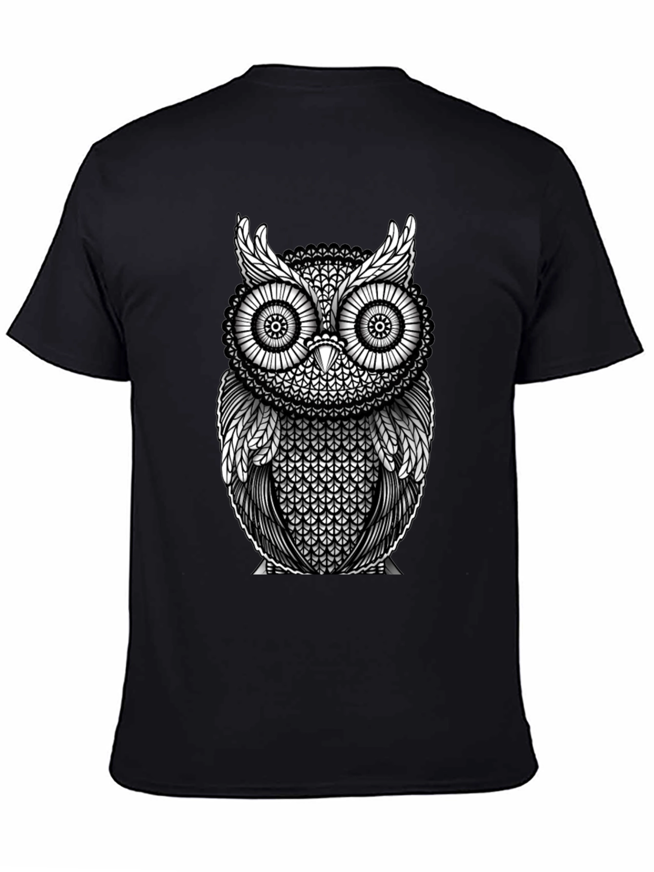 Owl Graphic Print Black T-Shirt