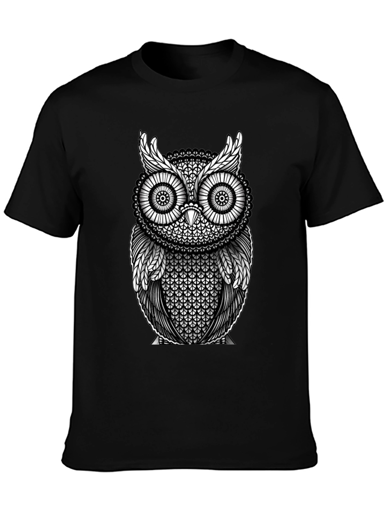 Owl Graphic Print Black T-Shirt