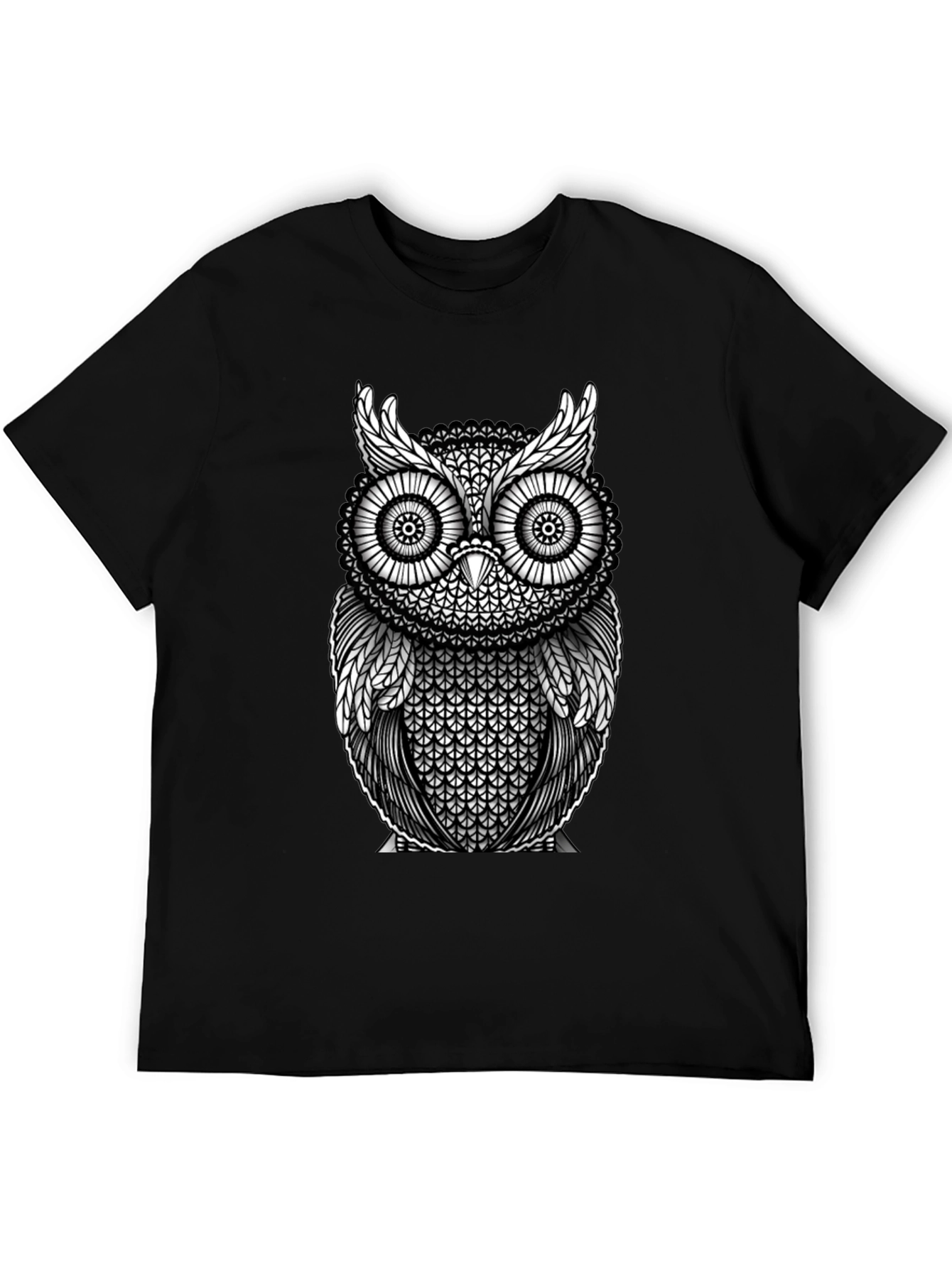Owl Graphic Print Black T-Shirt