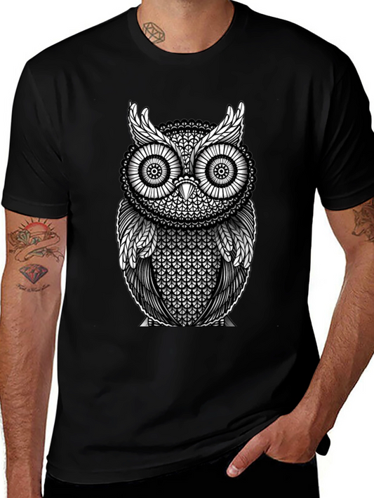 Owl Graphic Print Black T-Shirt