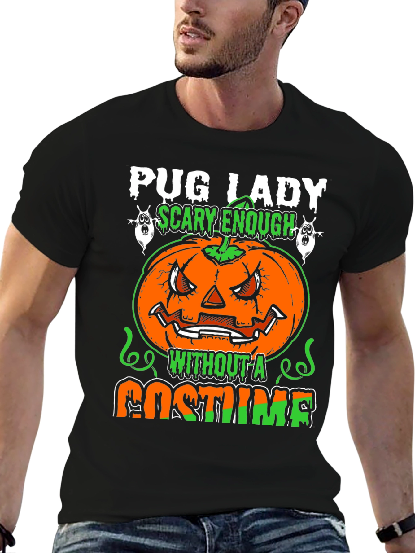 Pug Lady Halloween T-Shirt