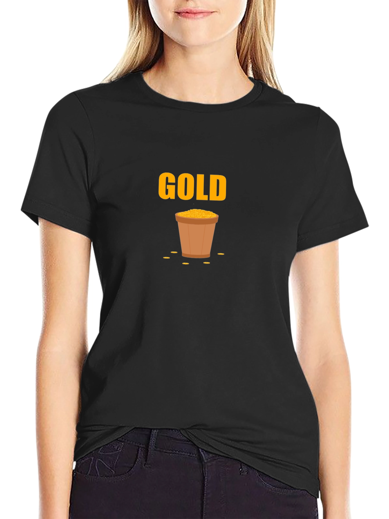 Gold Pot Graphic Black T-Shirt