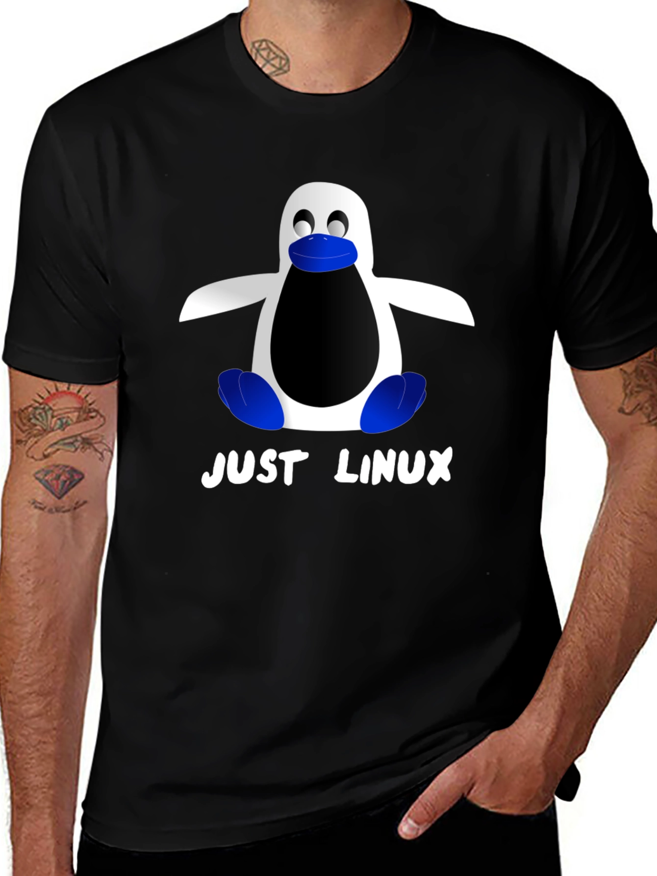 Just Linux Penguin Graphic T-Shirt - Black