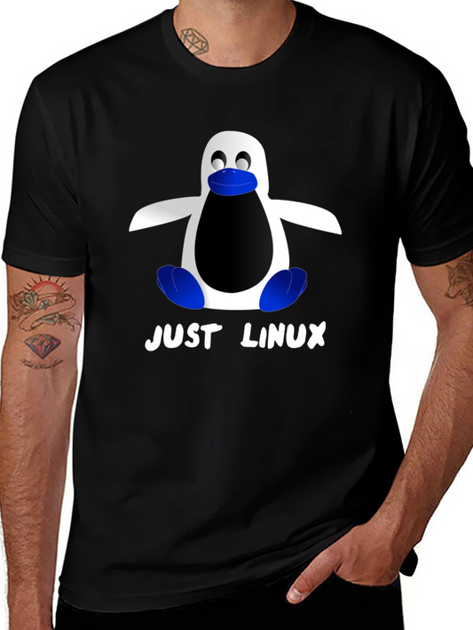 Just Linux Penguin Graphic T-Shirt - Black