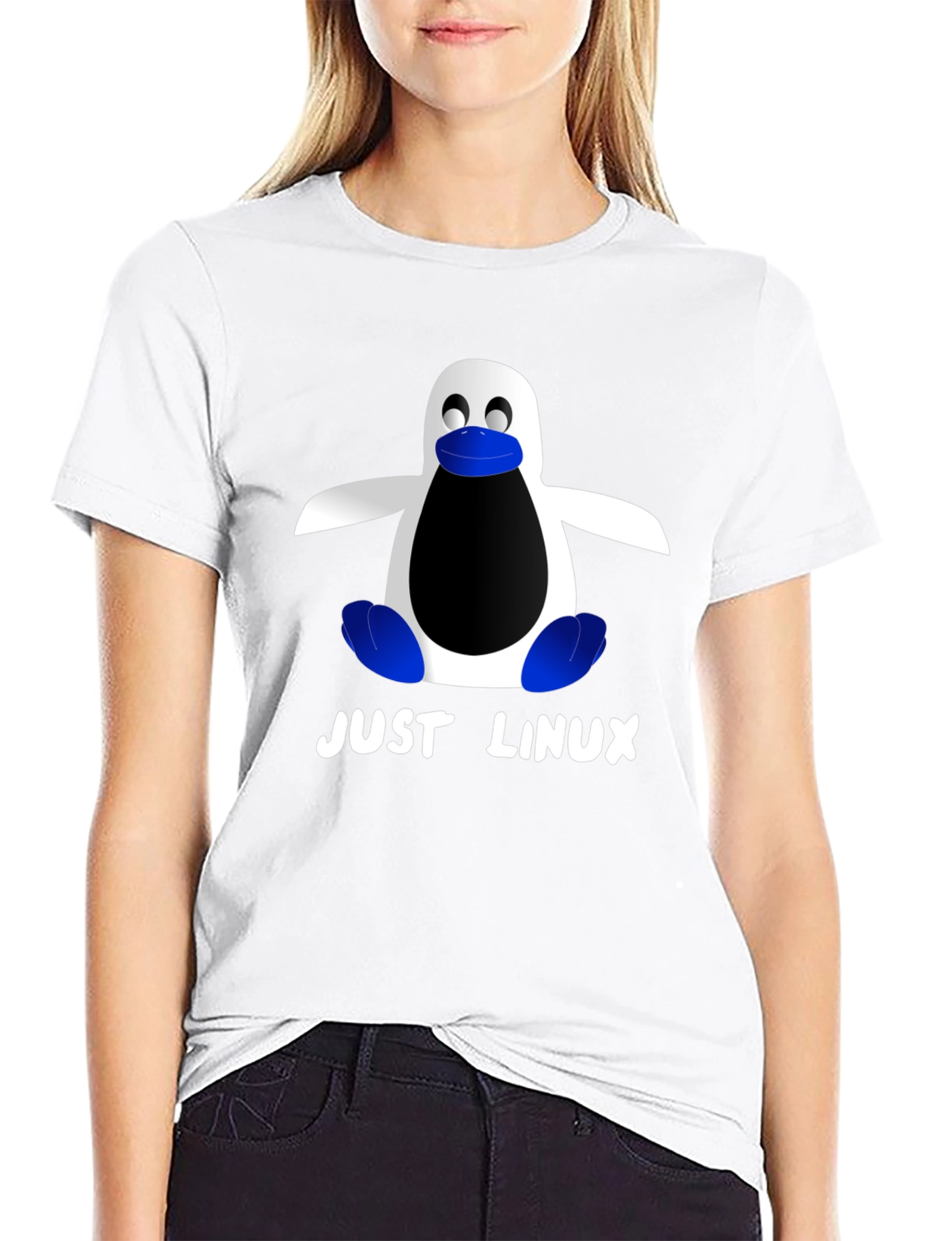 Just Linux Penguin Graphic T-Shirt - Black