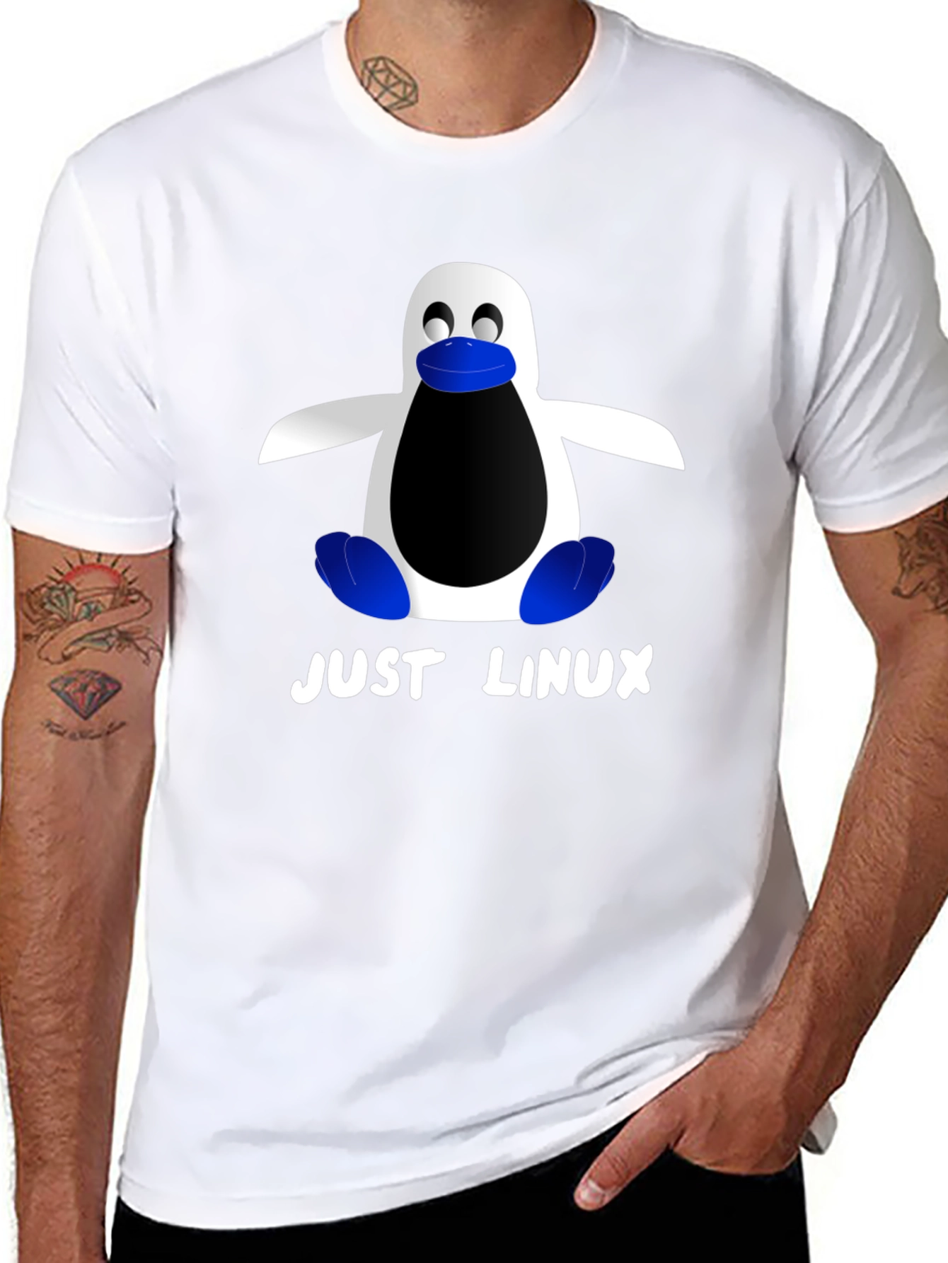Just Linux Penguin Graphic T-Shirt - Black