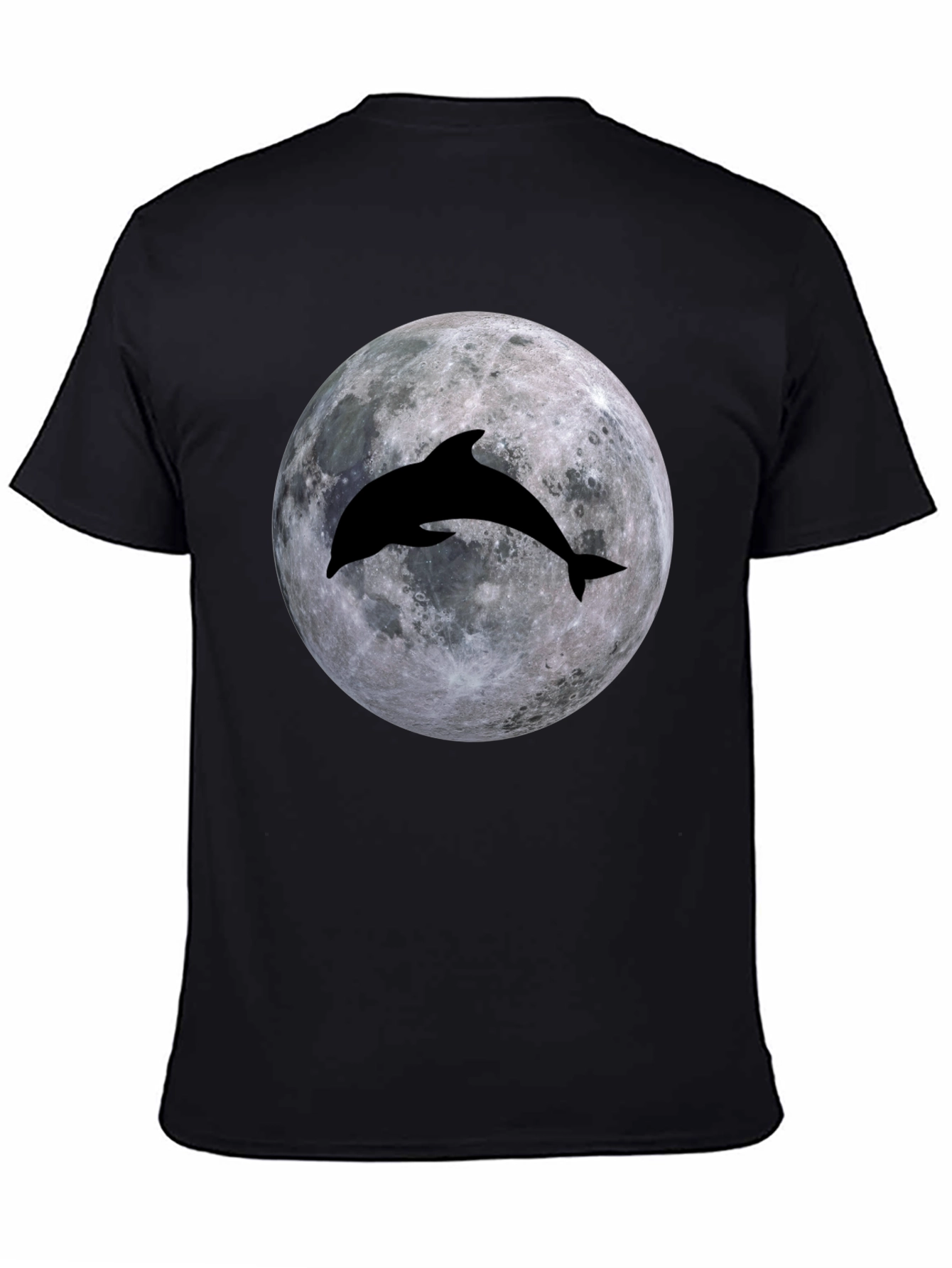 Dolphin Moon Graphic T-Shirt - Black
