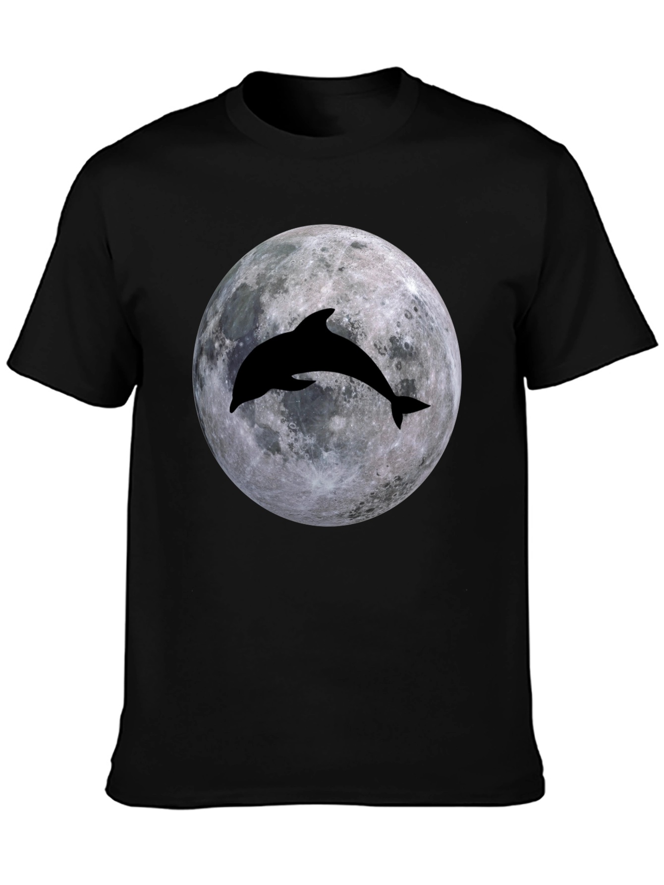 Dolphin Moon Graphic T-Shirt - Black