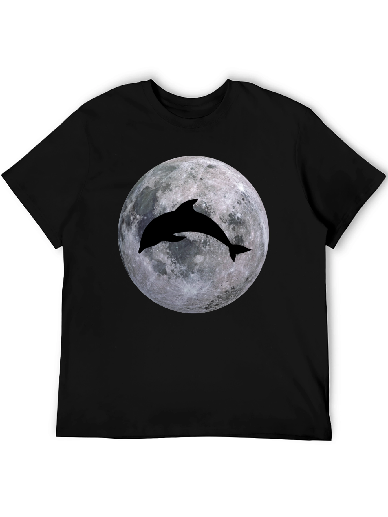 Dolphin Moon Graphic T-Shirt - Black