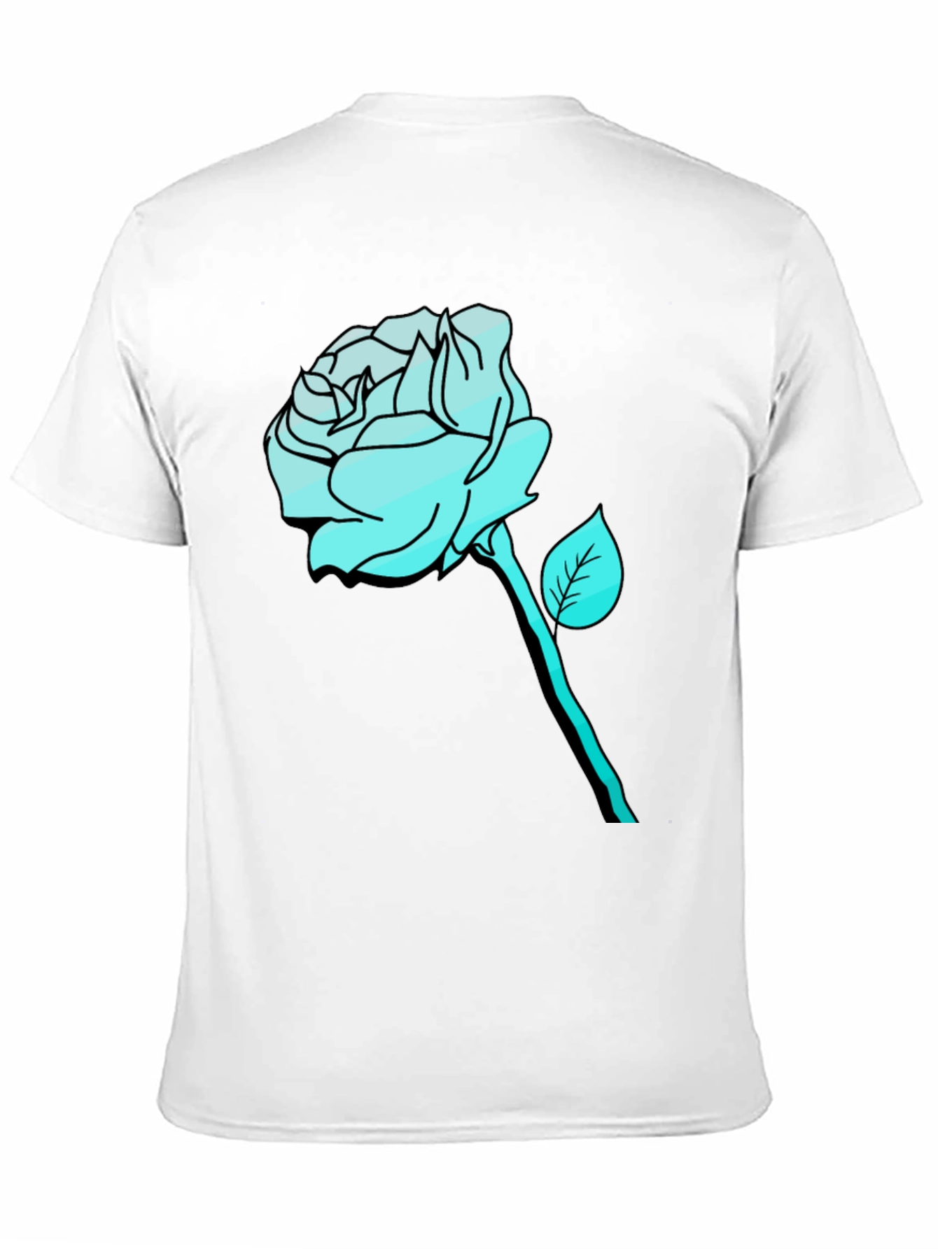 Mens Black T-Shirt with Aqua Rose Graphic