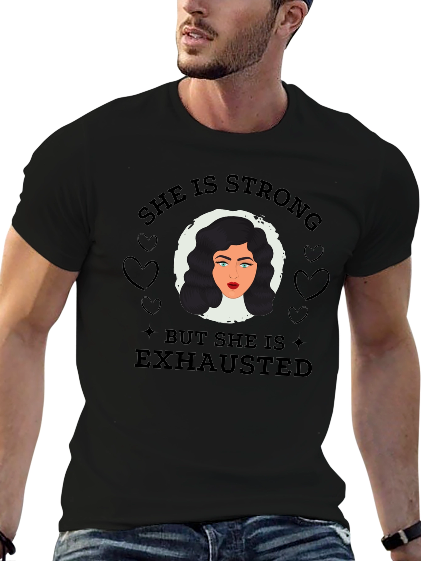 She is Strong But Exhausted T-Shirt - Black