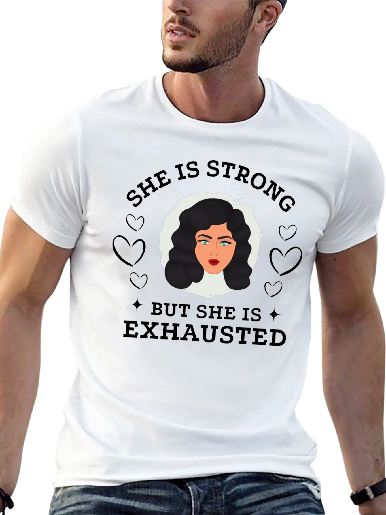 She is Strong But Exhausted T-Shirt - Black