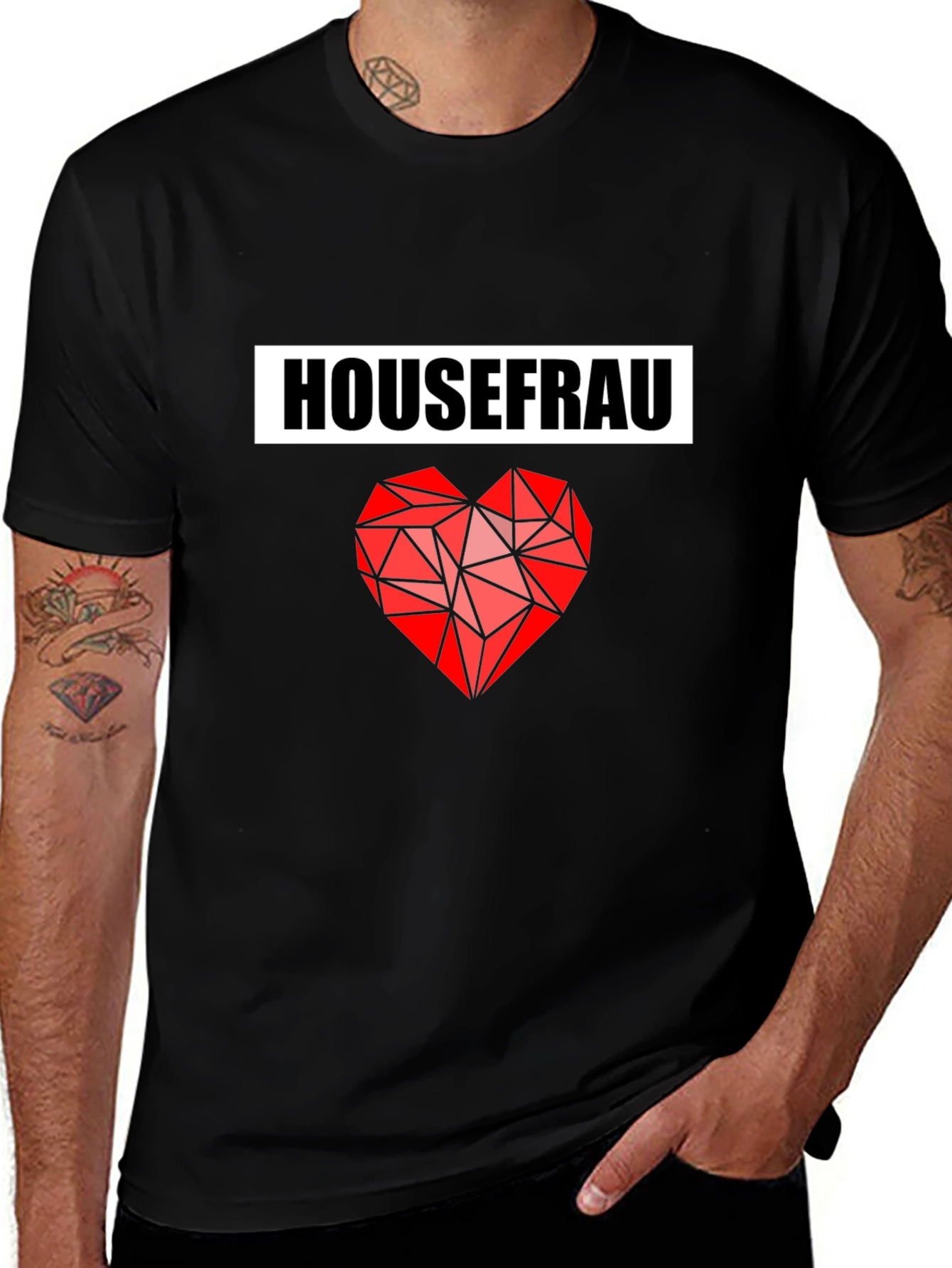 Housefrau Geometric Heart Black T-Shirt