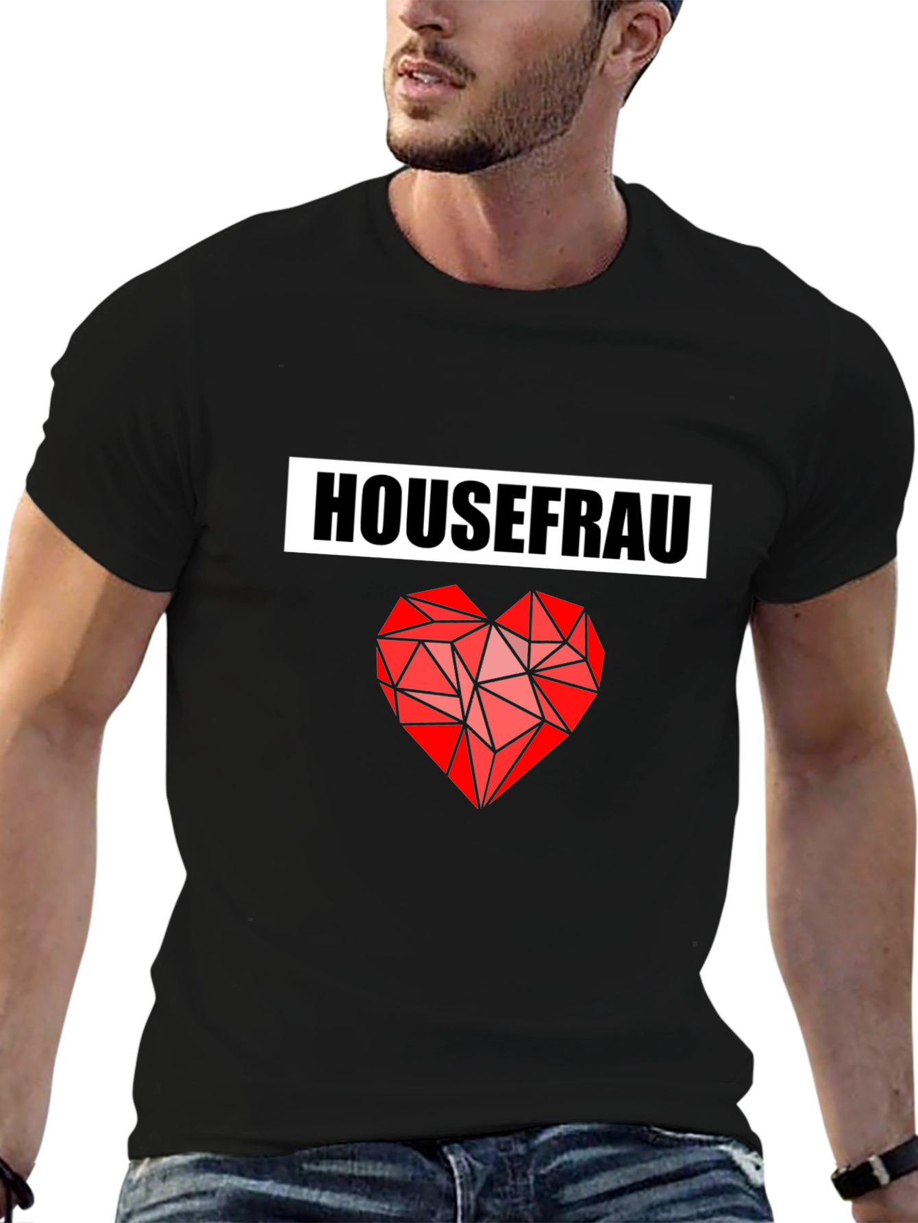 Housefrau Geometric Heart Black T-Shirt