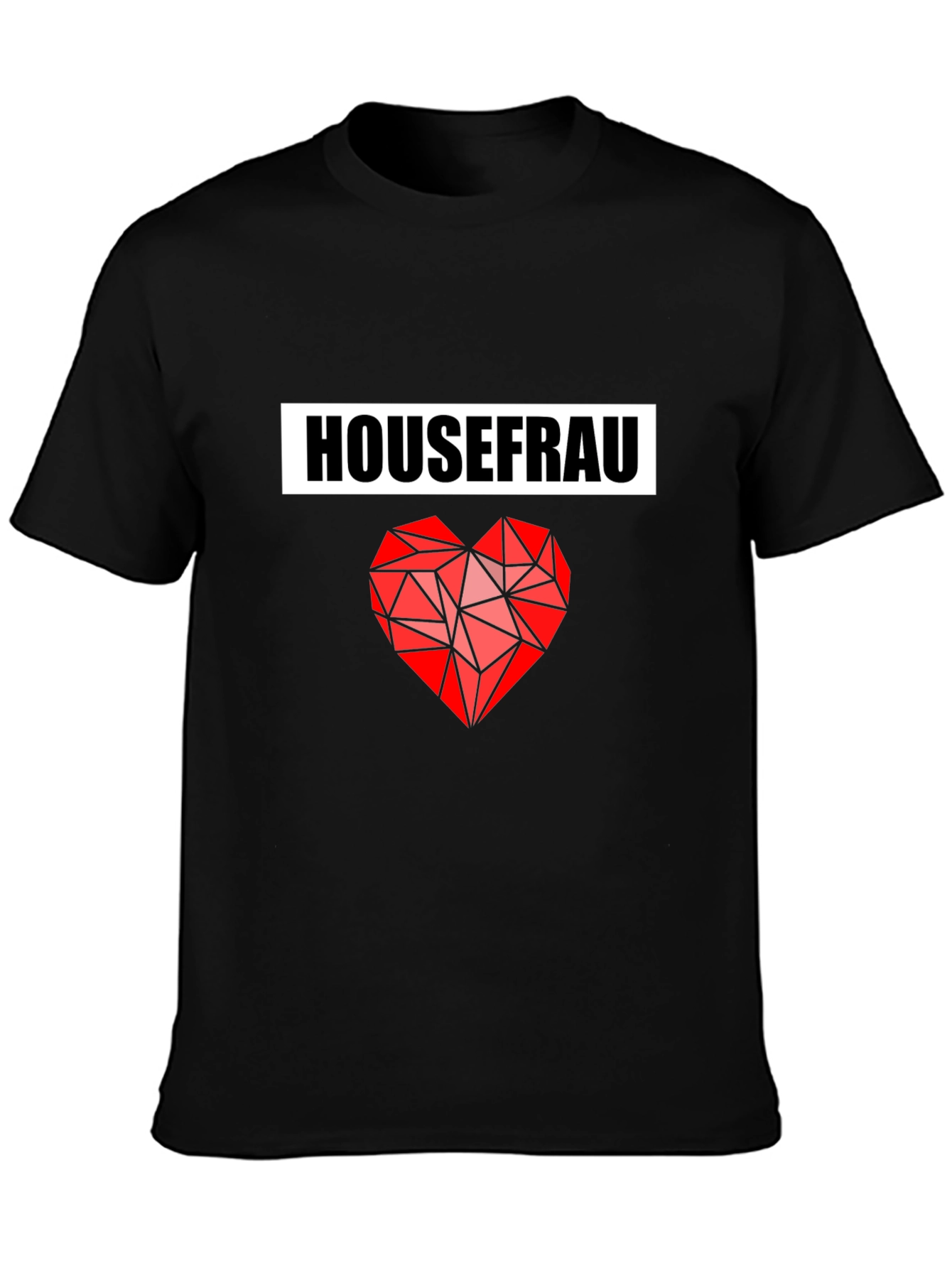 Housefrau Geometric Heart Black T-Shirt